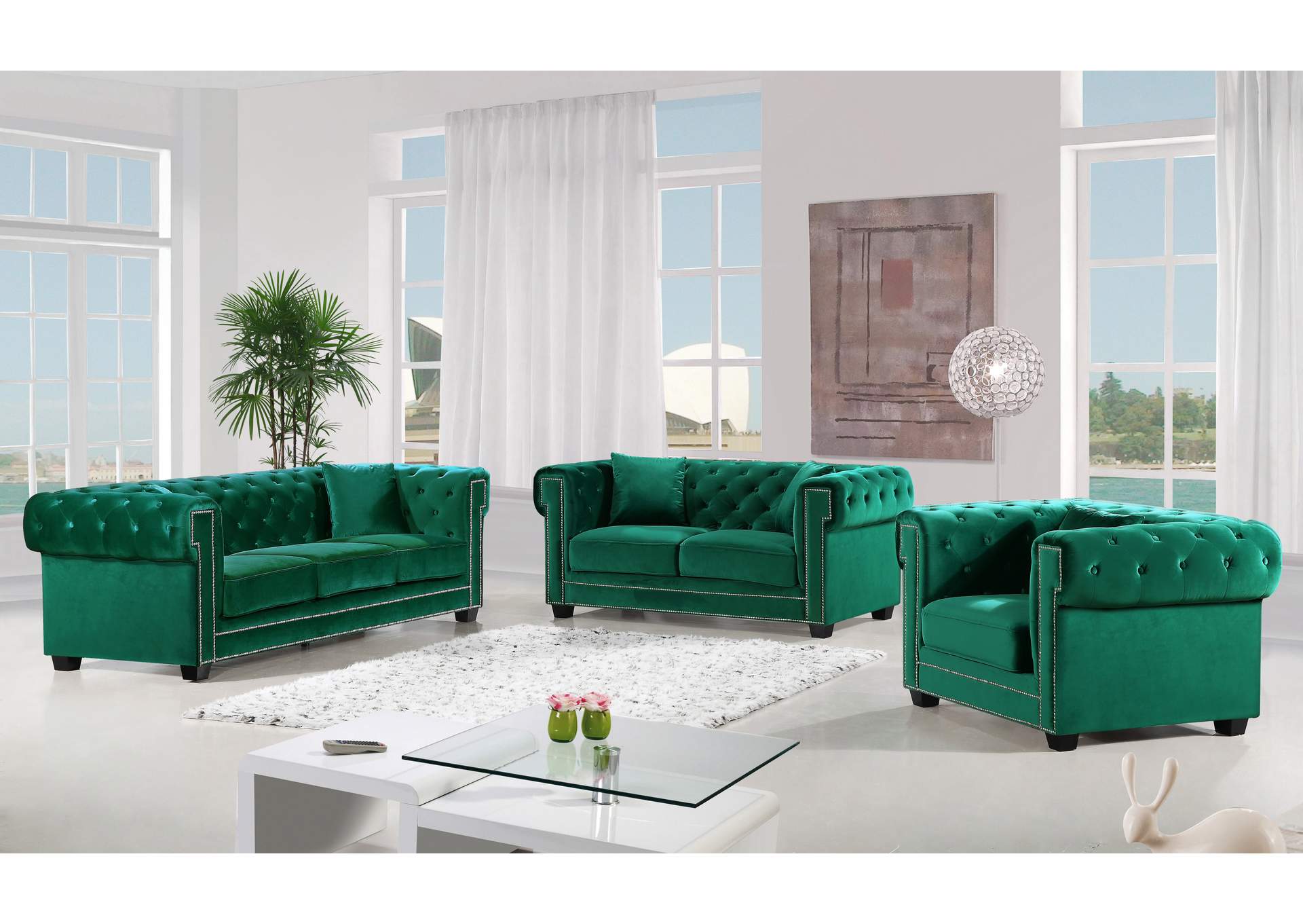 Bowery Green Velvet Chair,Meridian Furniture