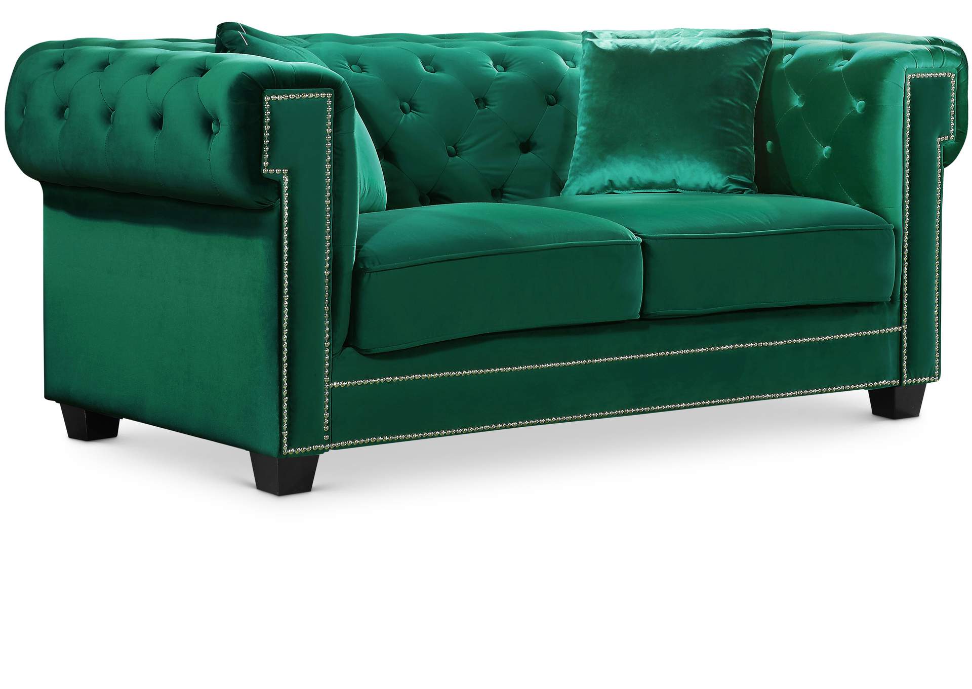 Bowery Green Velvet Loveseat,Meridian Furniture