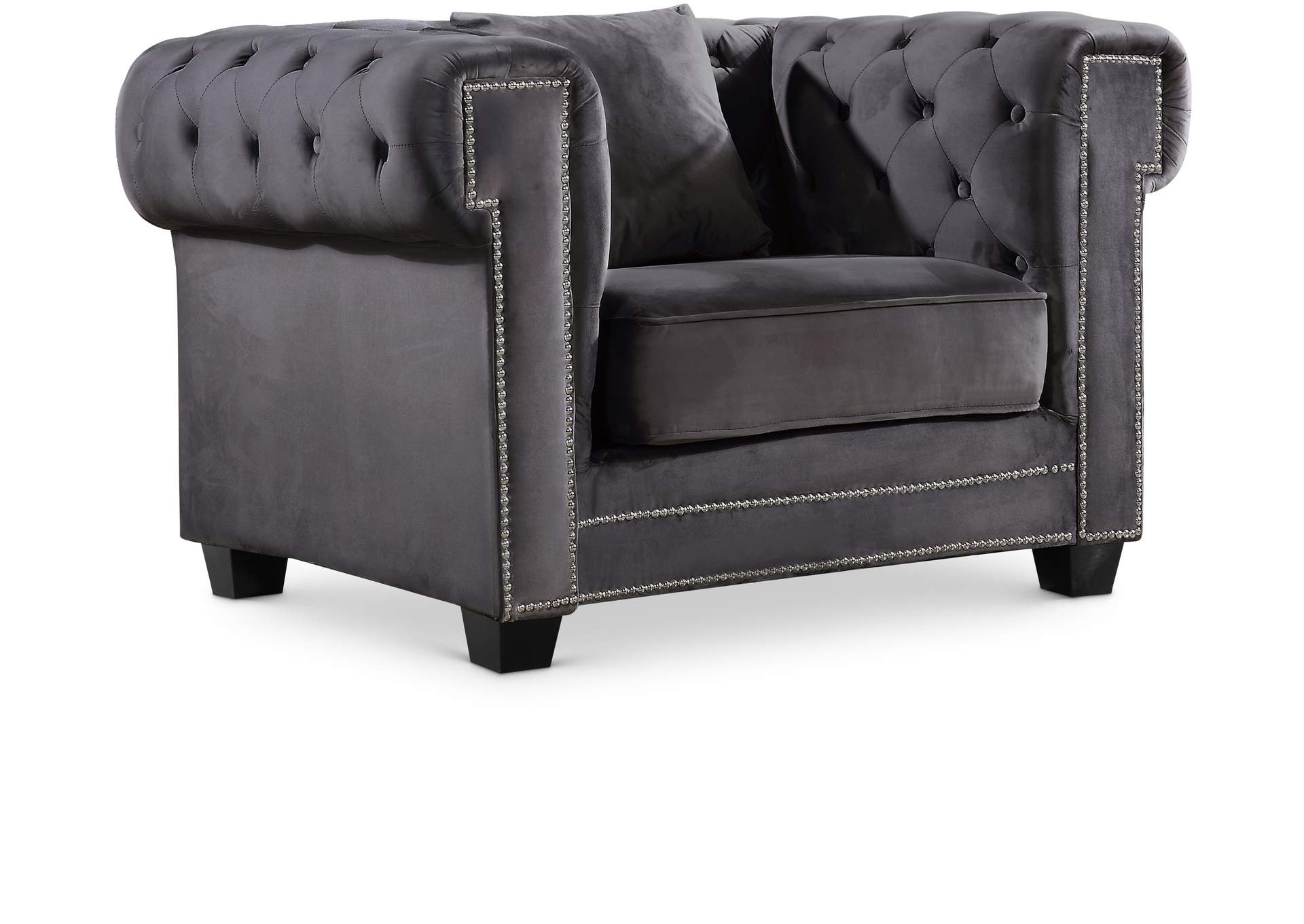 Bowery Grey Velvet Chair,Meridian Furniture