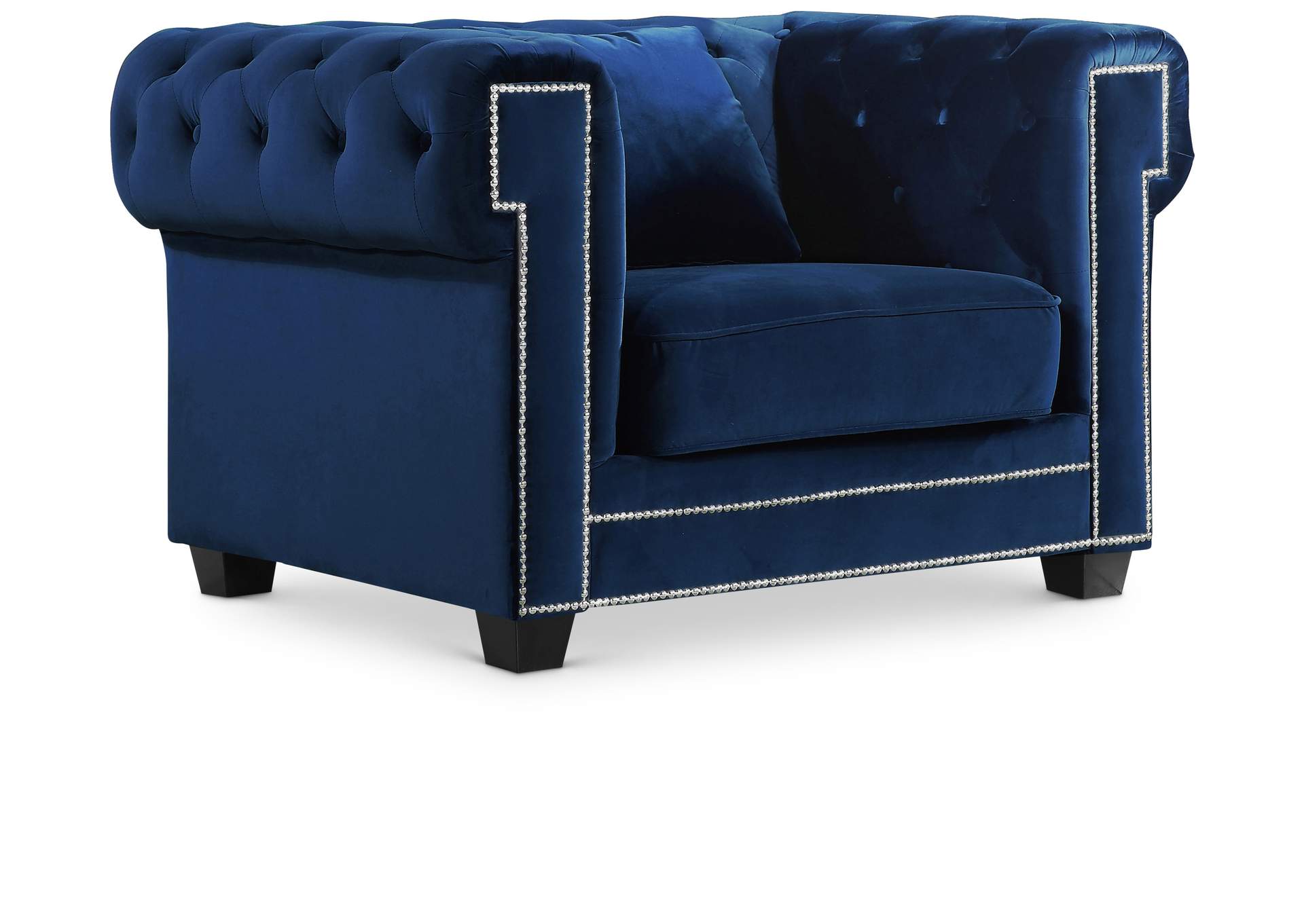 Bowery Navy Velvet Chair,Meridian Furniture