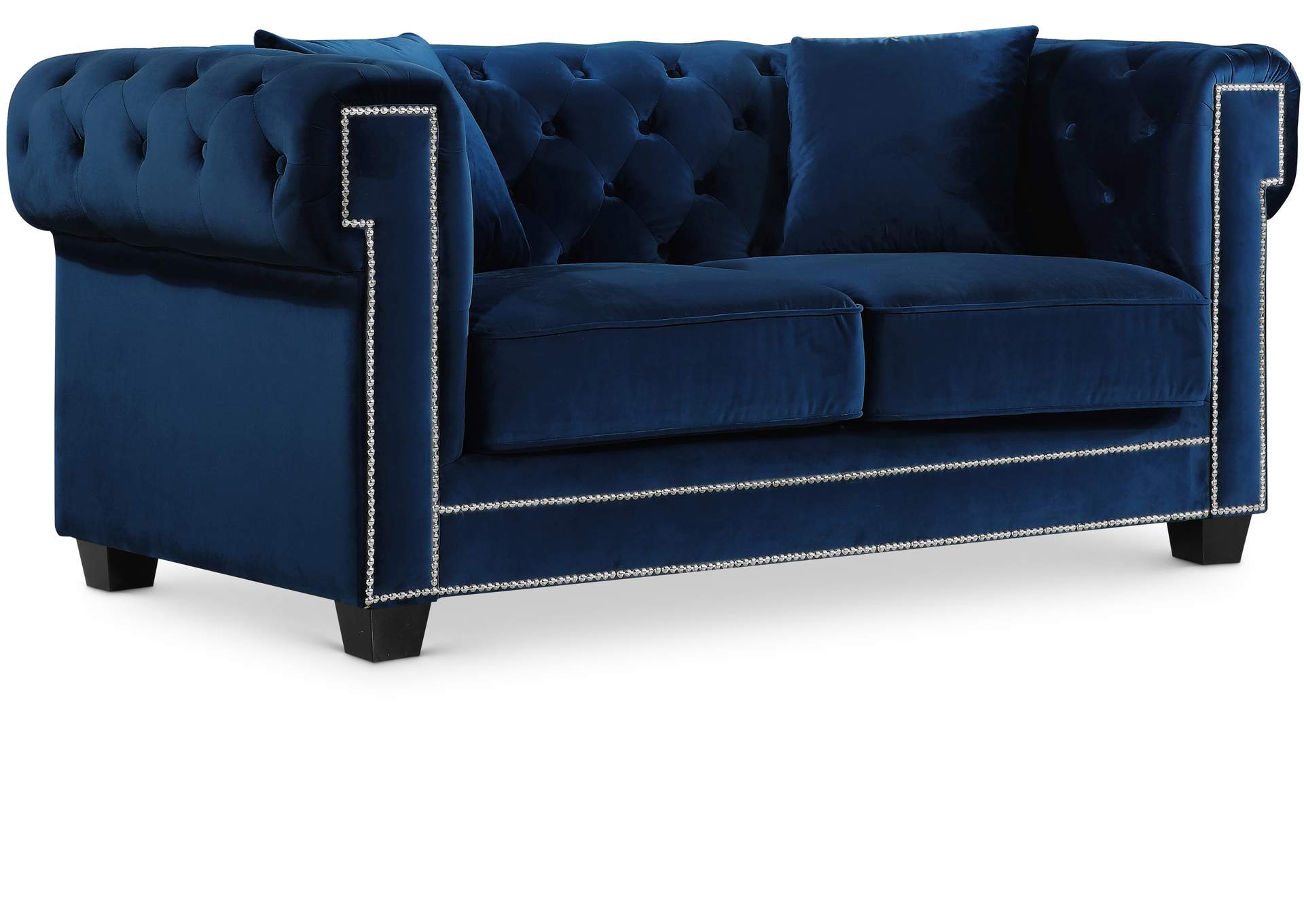 Bowery Navy Velvet Loveseat,Meridian Furniture