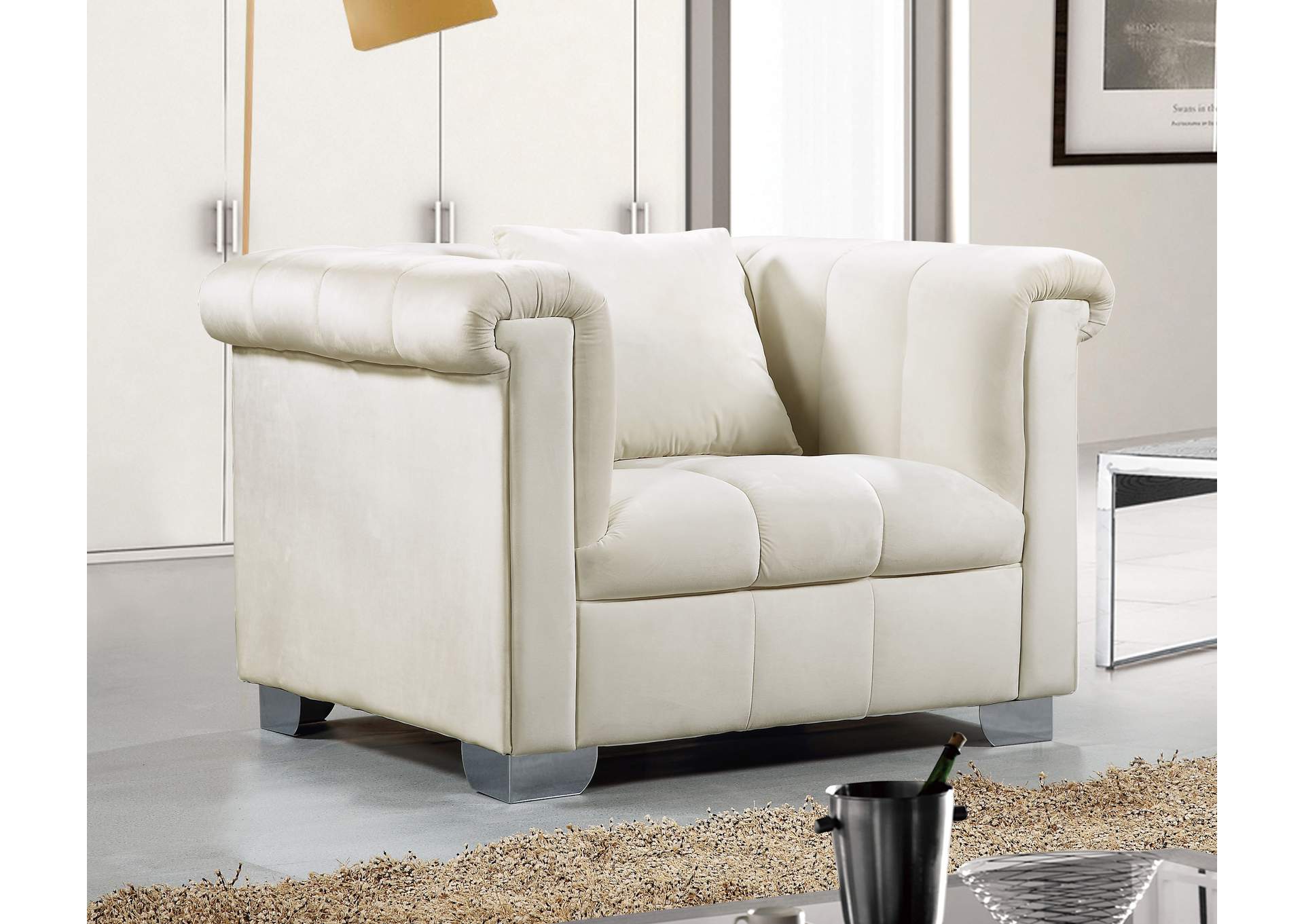 Kayla Cream Velvet Chair,Meridian Furniture