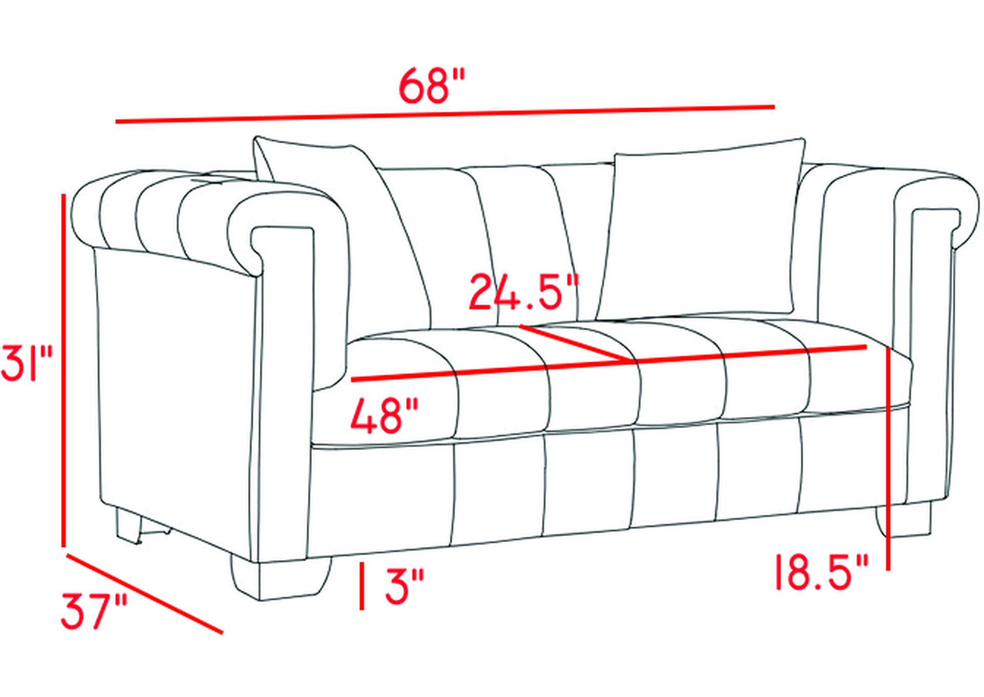 Kayla Cream Velvet Loveseat,Meridian Furniture