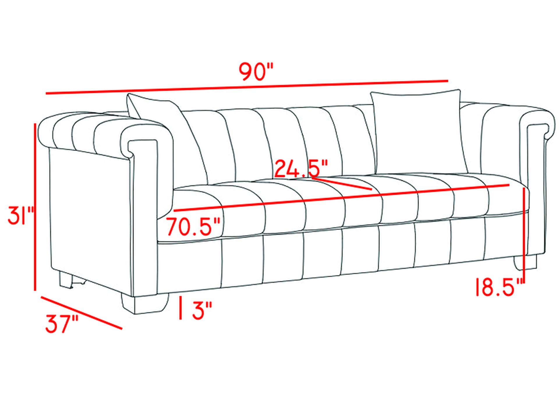 Kayla Cream Velvet Sofa,Meridian Furniture