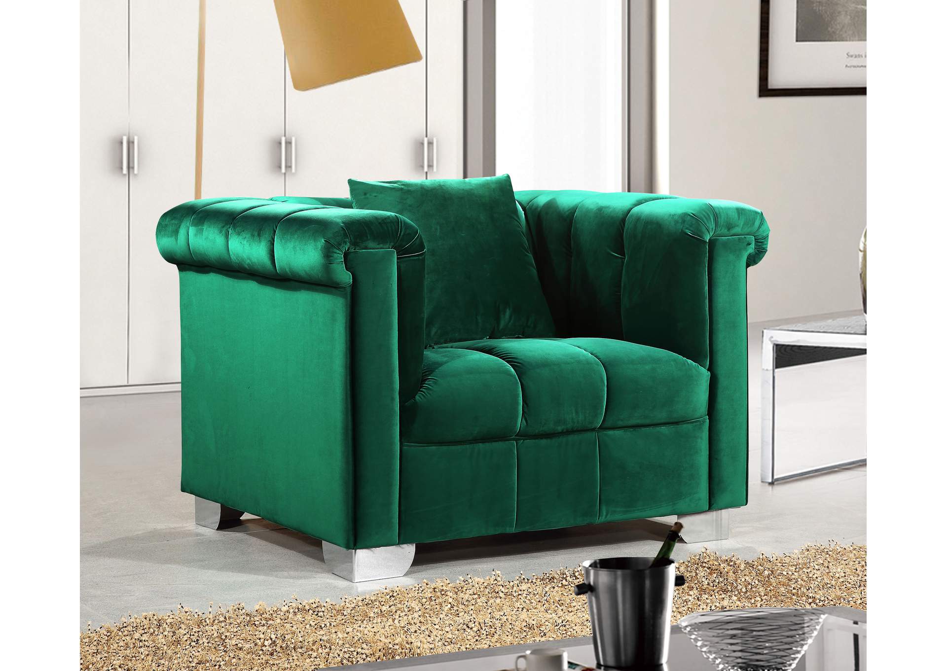 Kayla Green Velvet Chair,Meridian Furniture