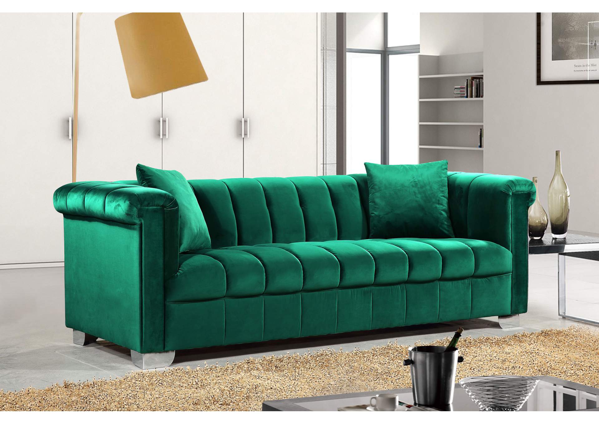 Kayla Green Velvet Sofa,Meridian Furniture