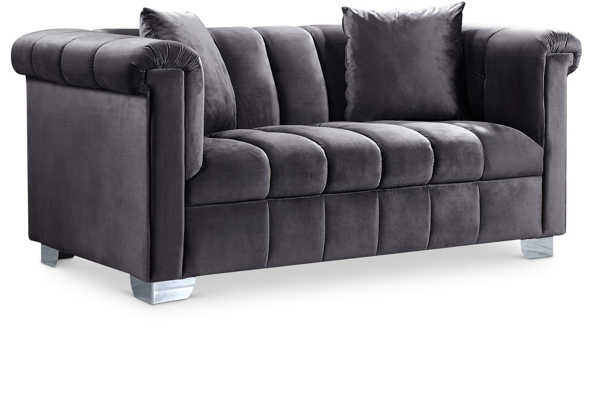 Kayla Grey Velvet Loveseat,Meridian Furniture