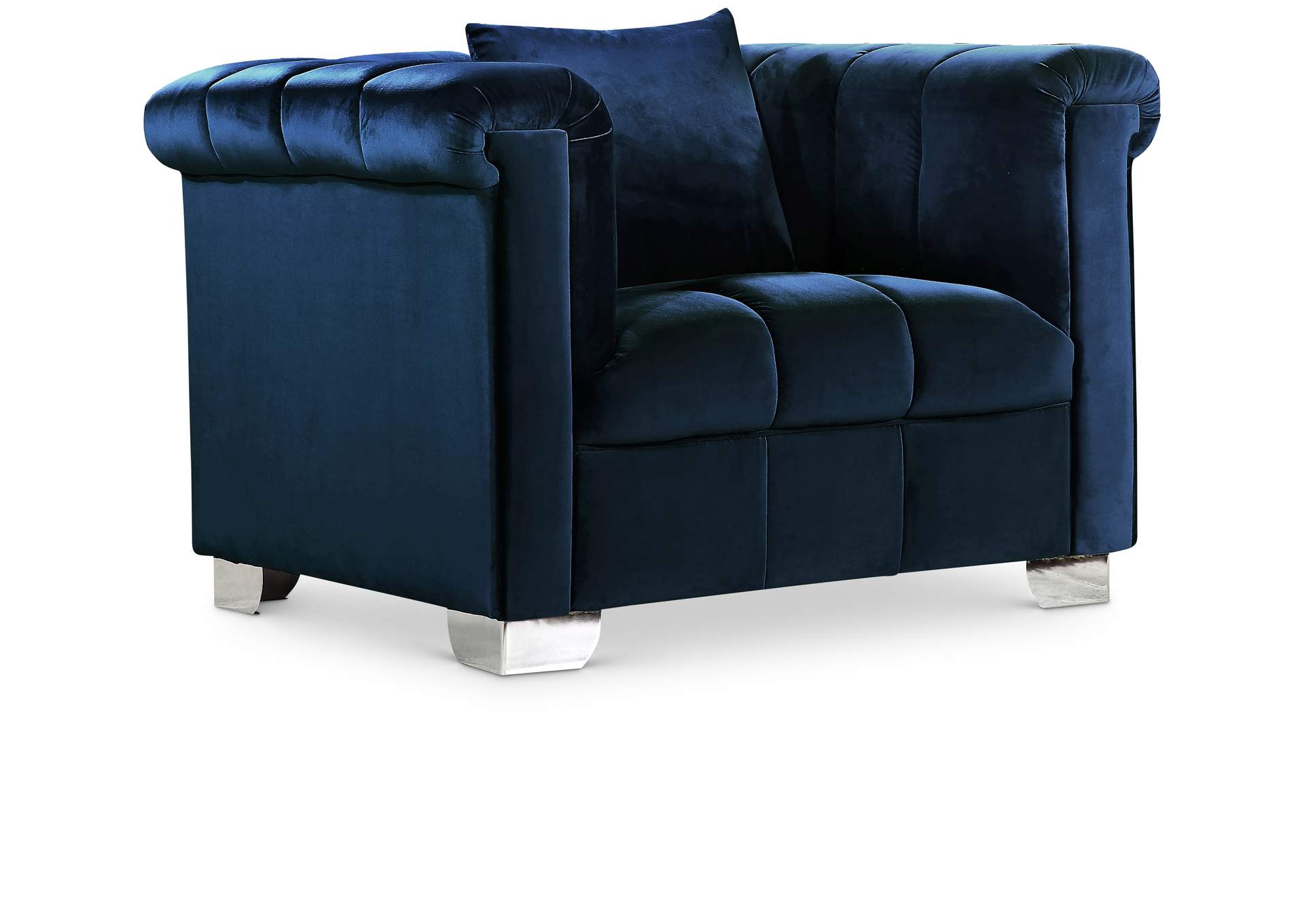 Kayla Navy Velvet Chair,Meridian Furniture