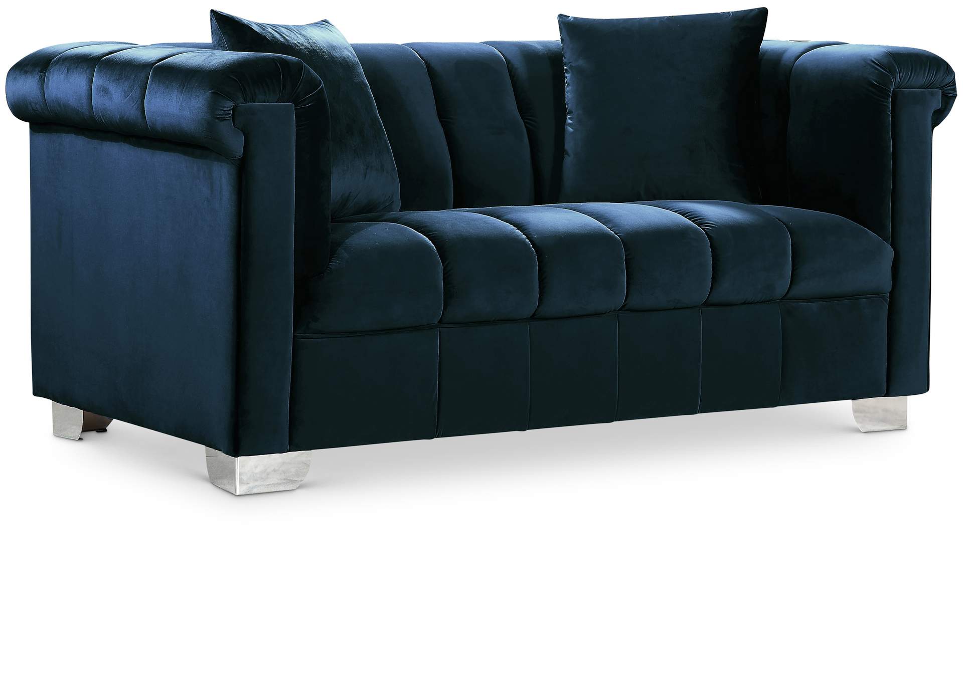 Kayla Navy Velvet Loveseat,Meridian Furniture