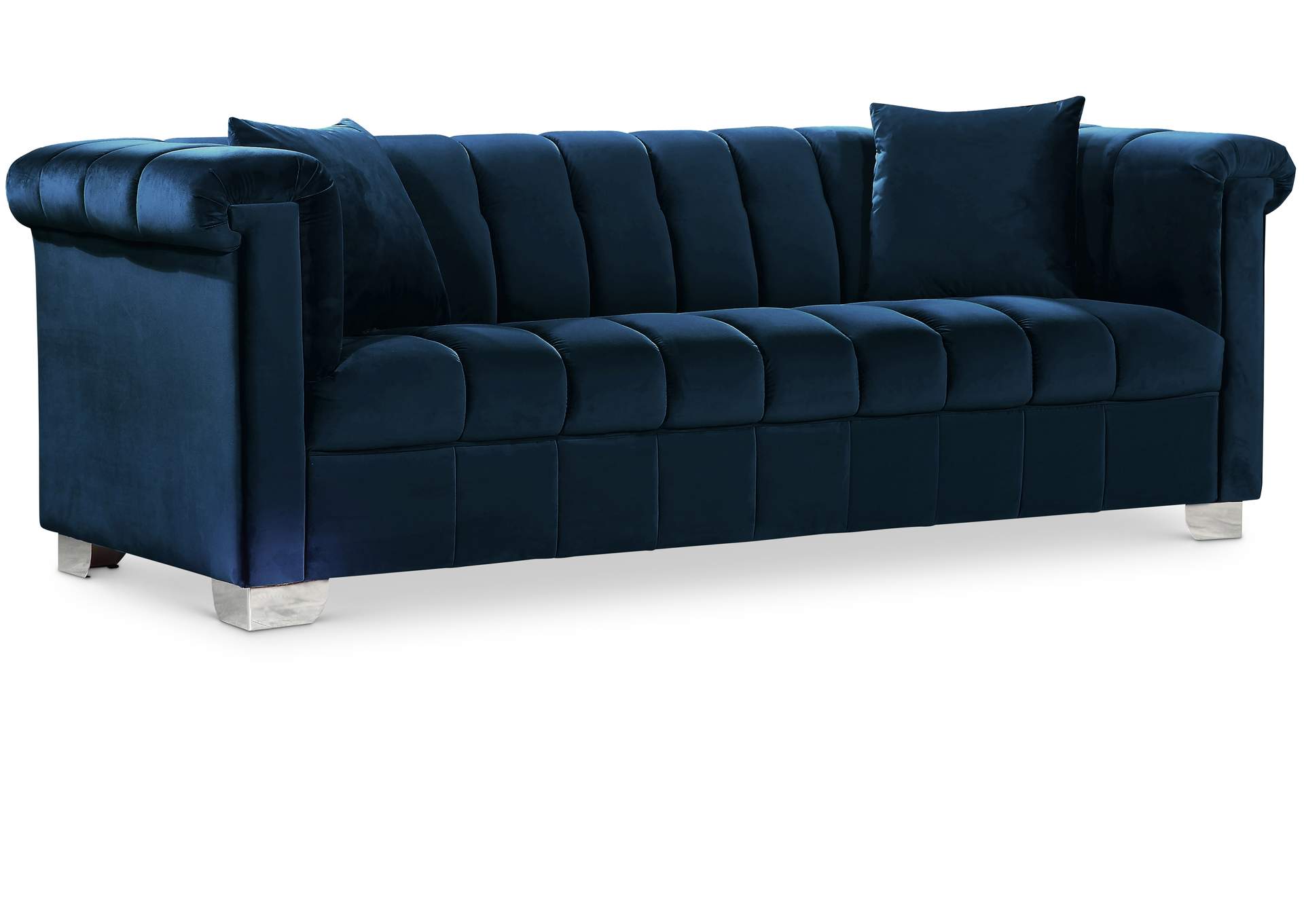 Kayla Navy Velvet Sofa,Meridian Furniture