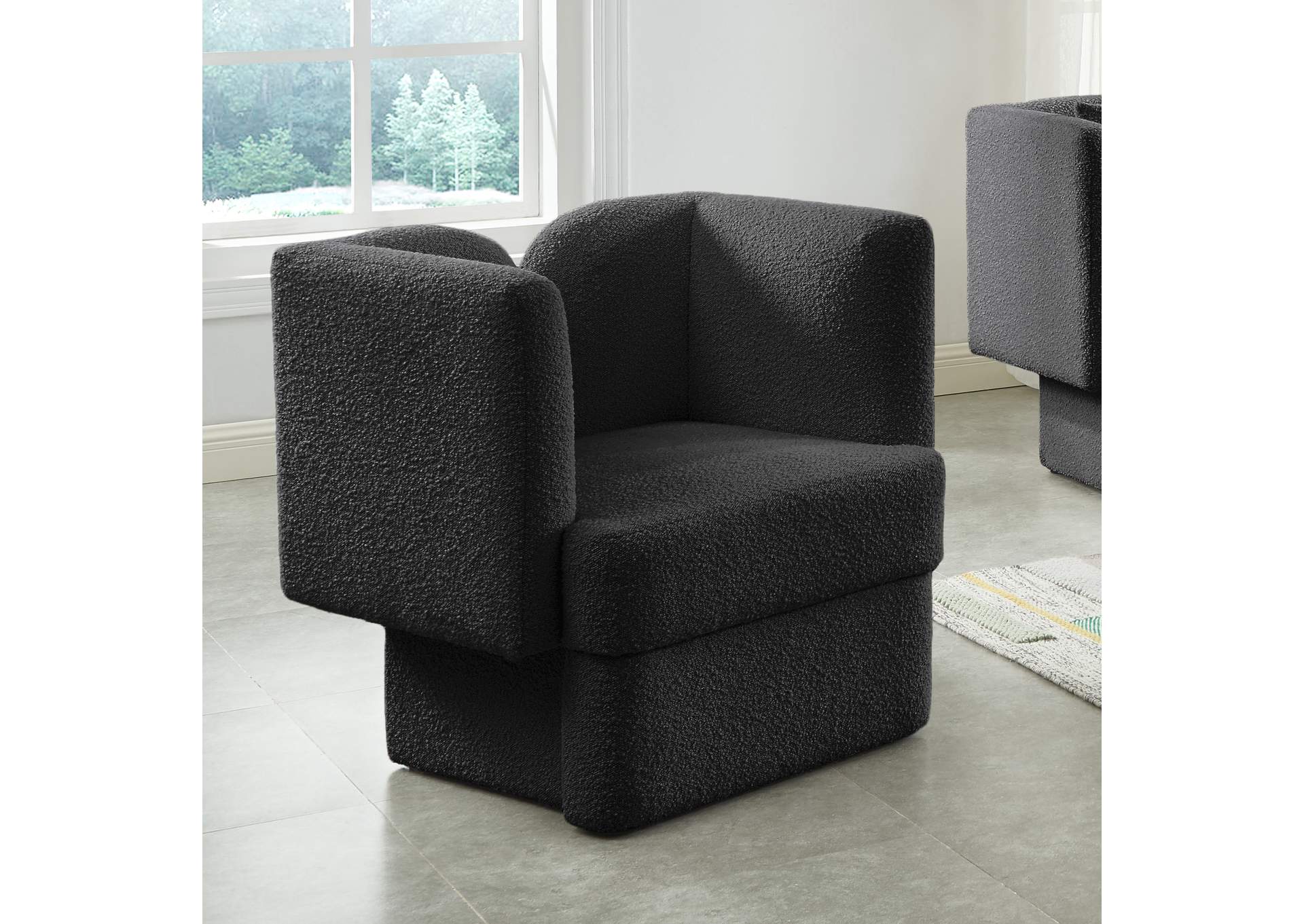 Marcel Black Boucle Fabric Chair,Meridian Furniture