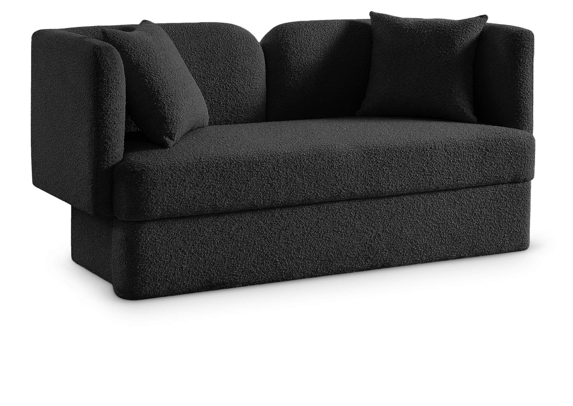 Marcel Black Boucle Fabric Loveseat,Meridian Furniture