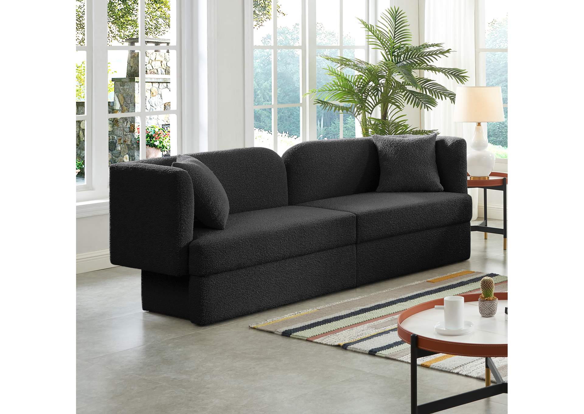 Marcel Black Boucle Fabric Sofa,Meridian Furniture