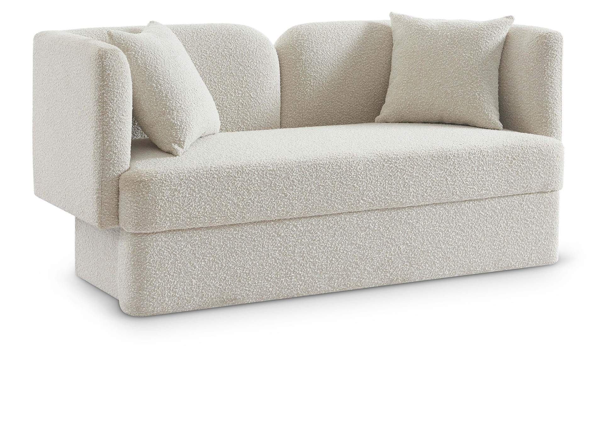 Marcel Cream Boucle Fabric Loveseat,Meridian Furniture