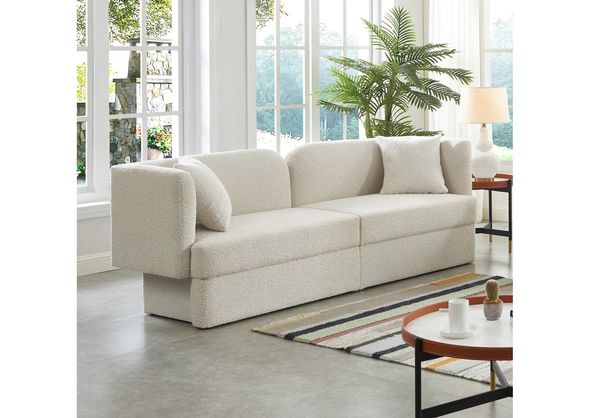 Marcel Cream Boucle Fabric Sofa,Meridian Furniture