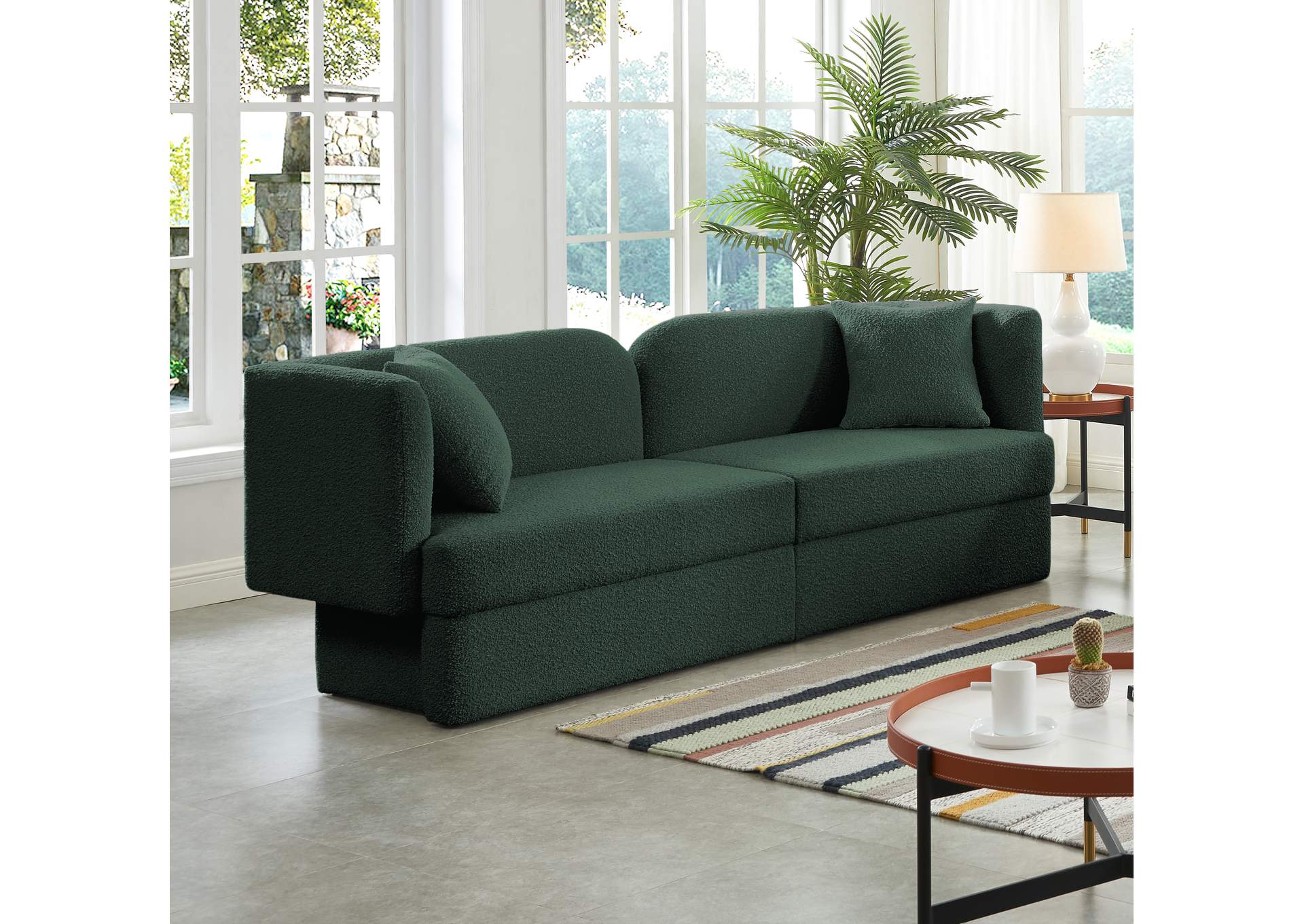 Marcel Green Boucle Fabric Sofa,Meridian Furniture