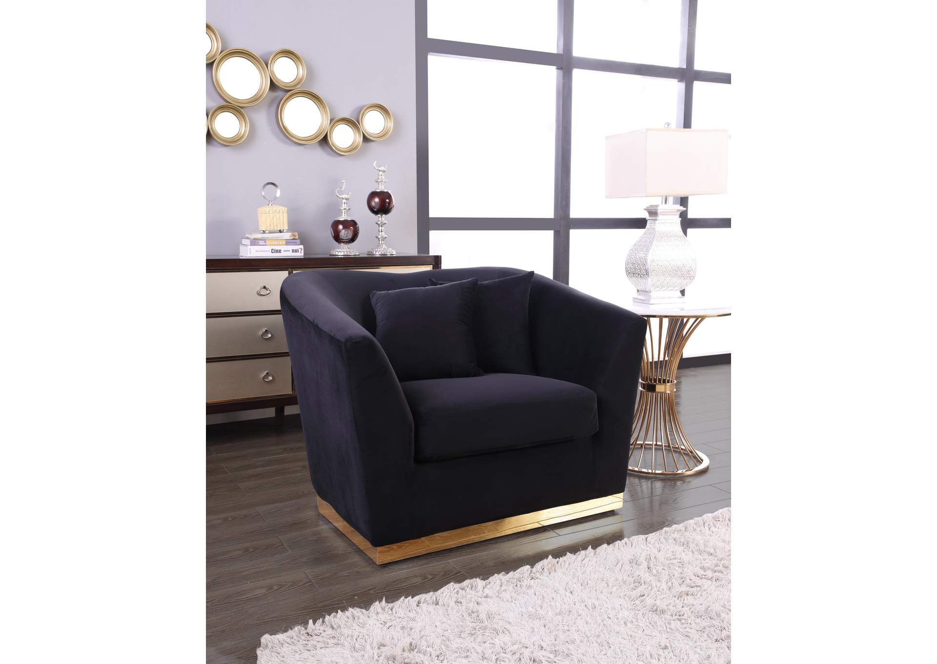 Arabella Black Velvet Chair,Meridian Furniture