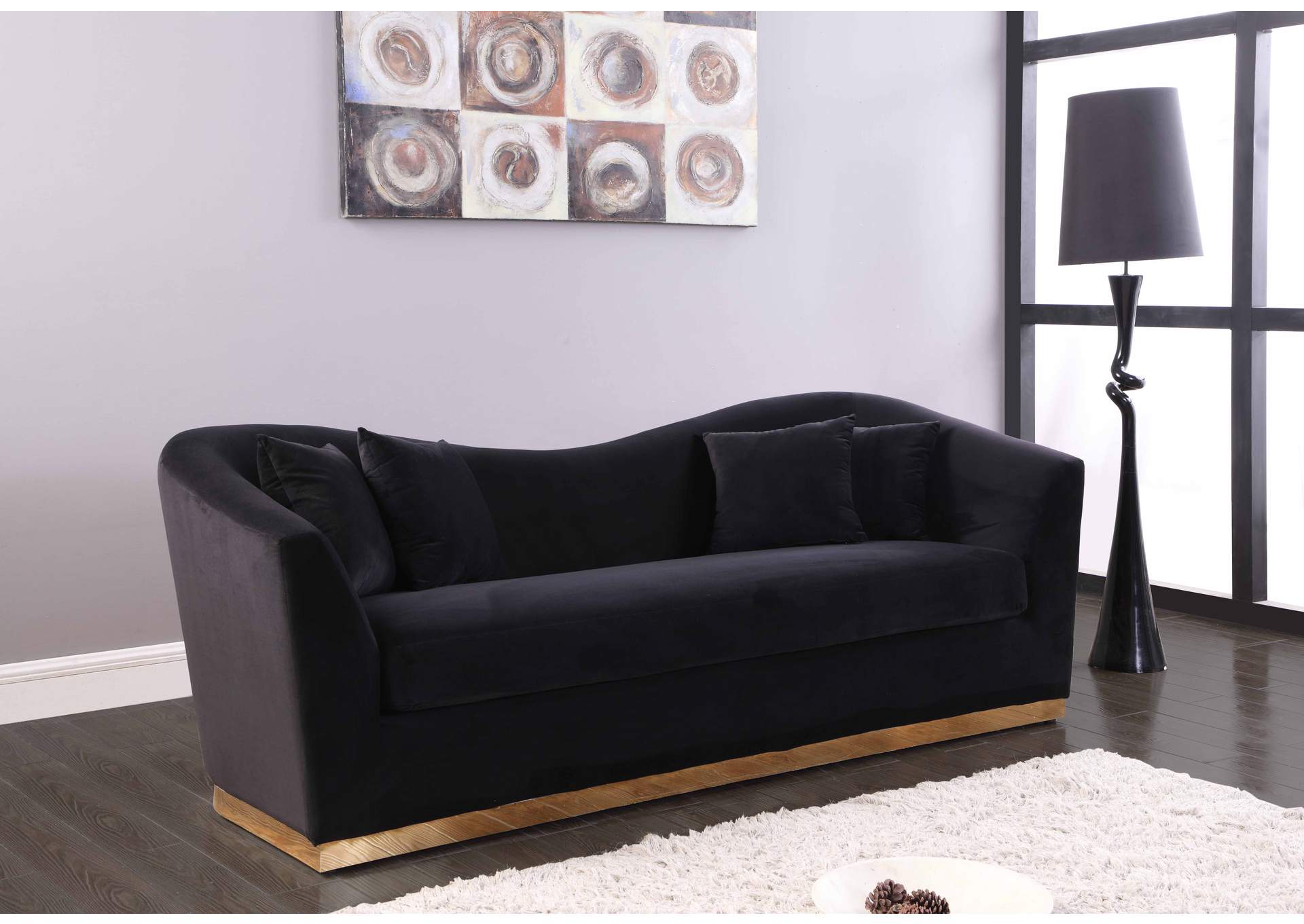 Arabella Black Velvet Sofa,Meridian Furniture