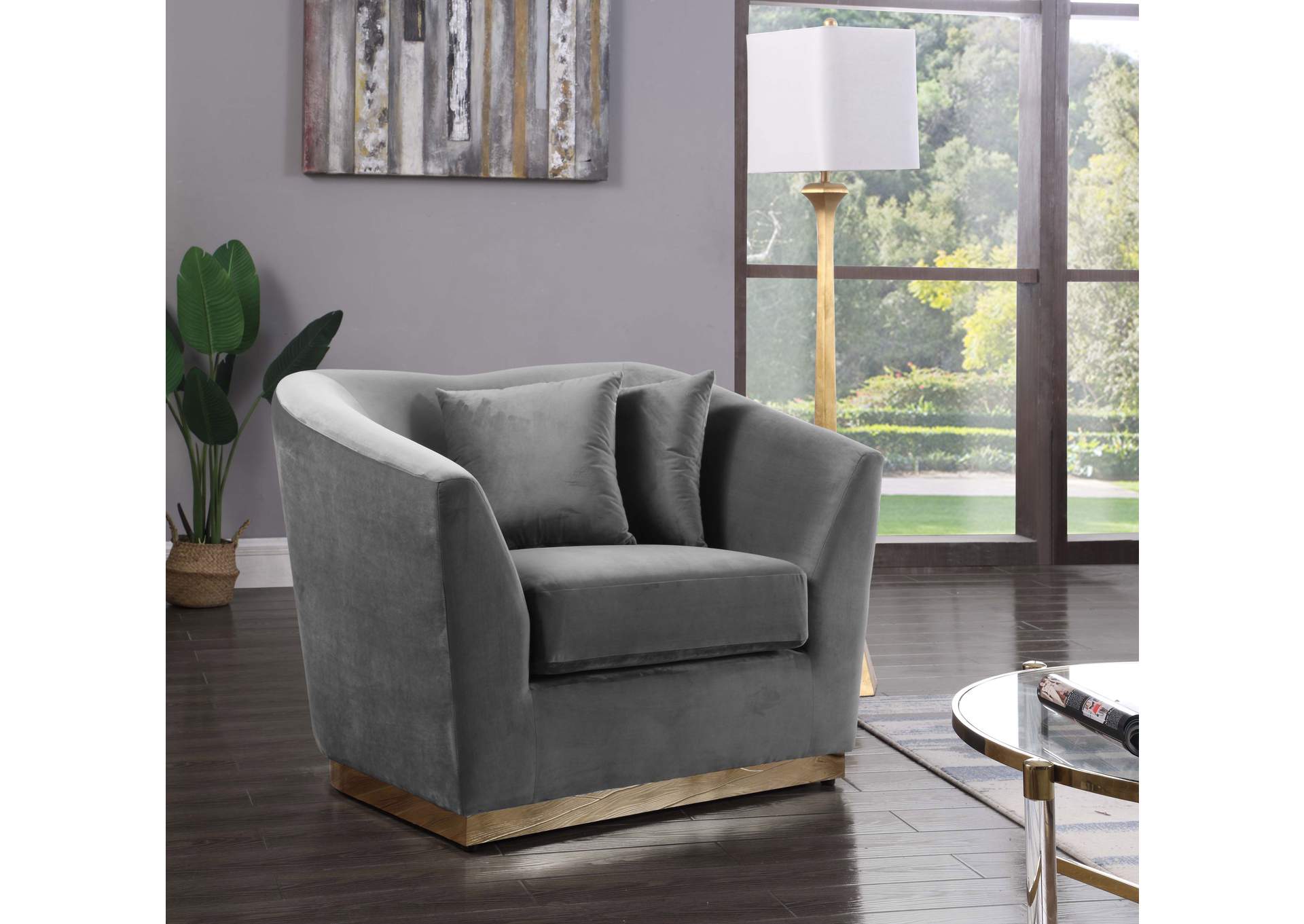 Arabella Grey Velvet Chair,Meridian Furniture