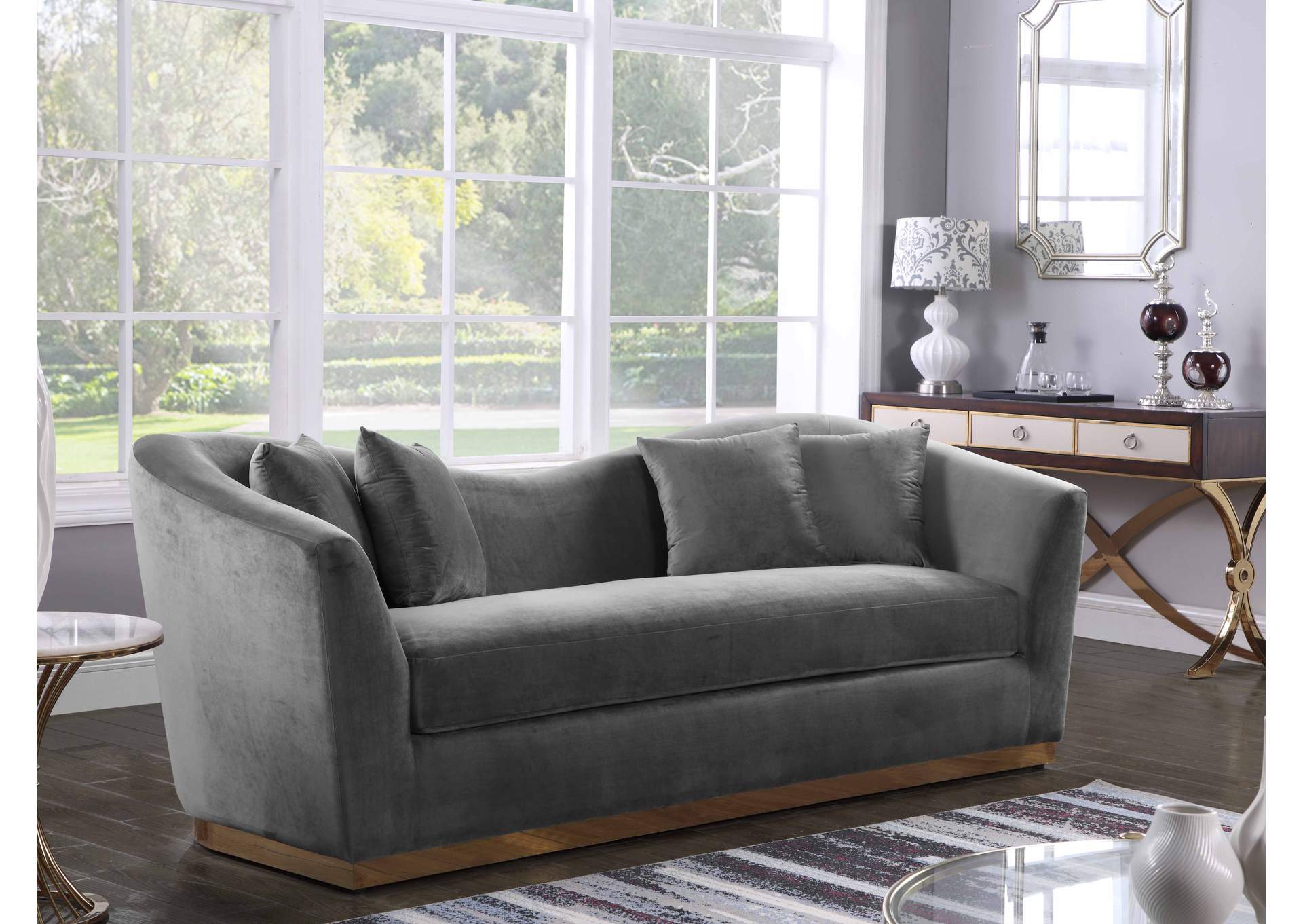 Arabella Grey Velvet Sofa,Meridian Furniture