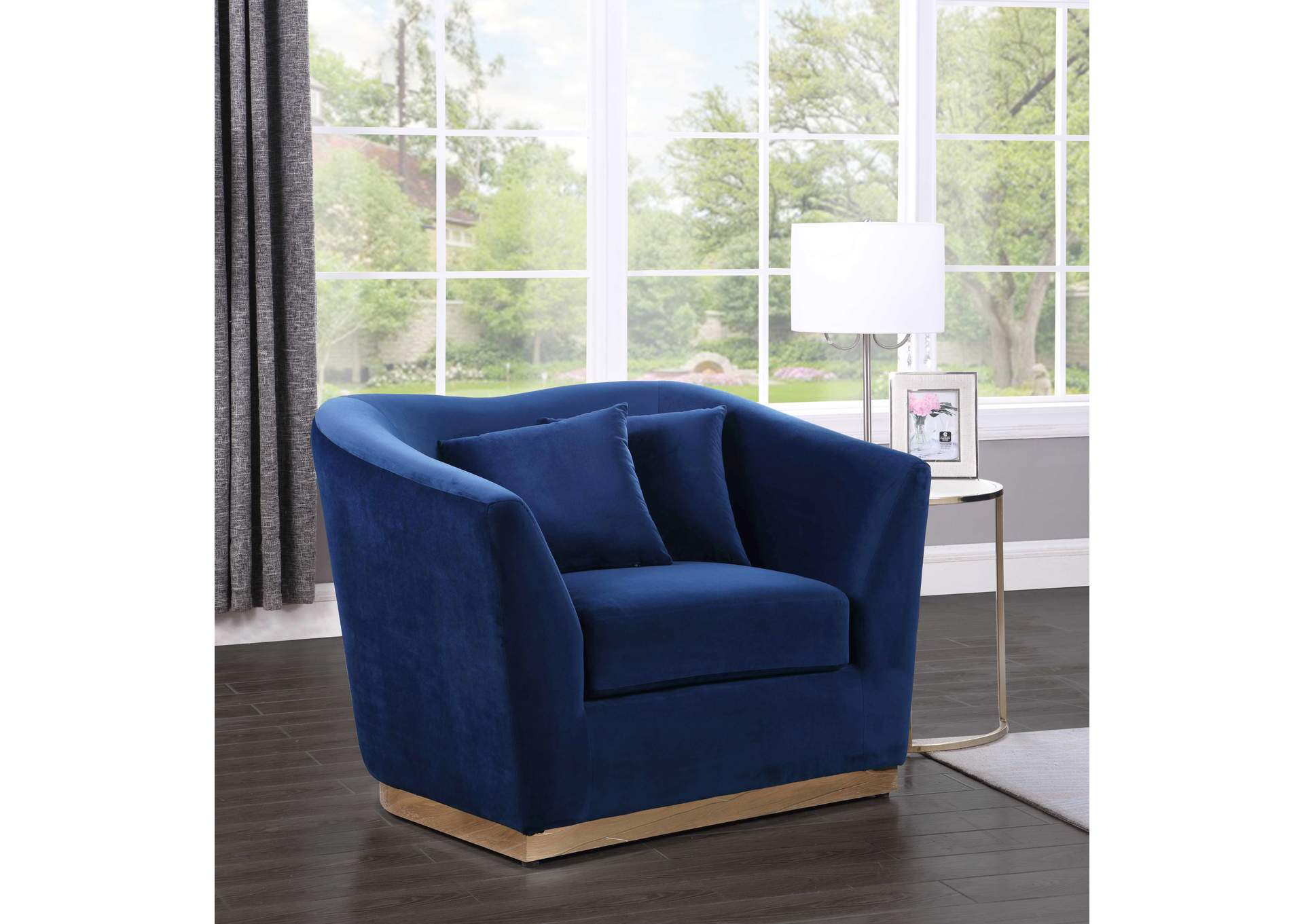 Arabella Navy Velvet Chair,Meridian Furniture