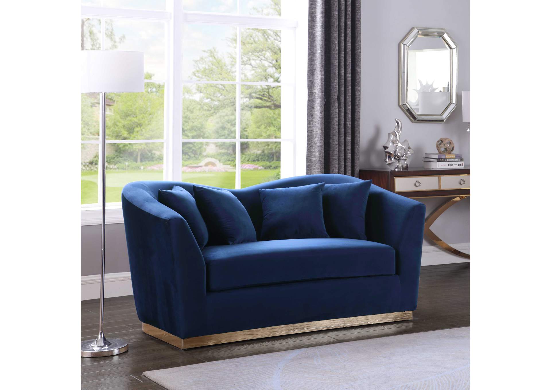 Arabella Navy Velvet Loveseat,Meridian Furniture