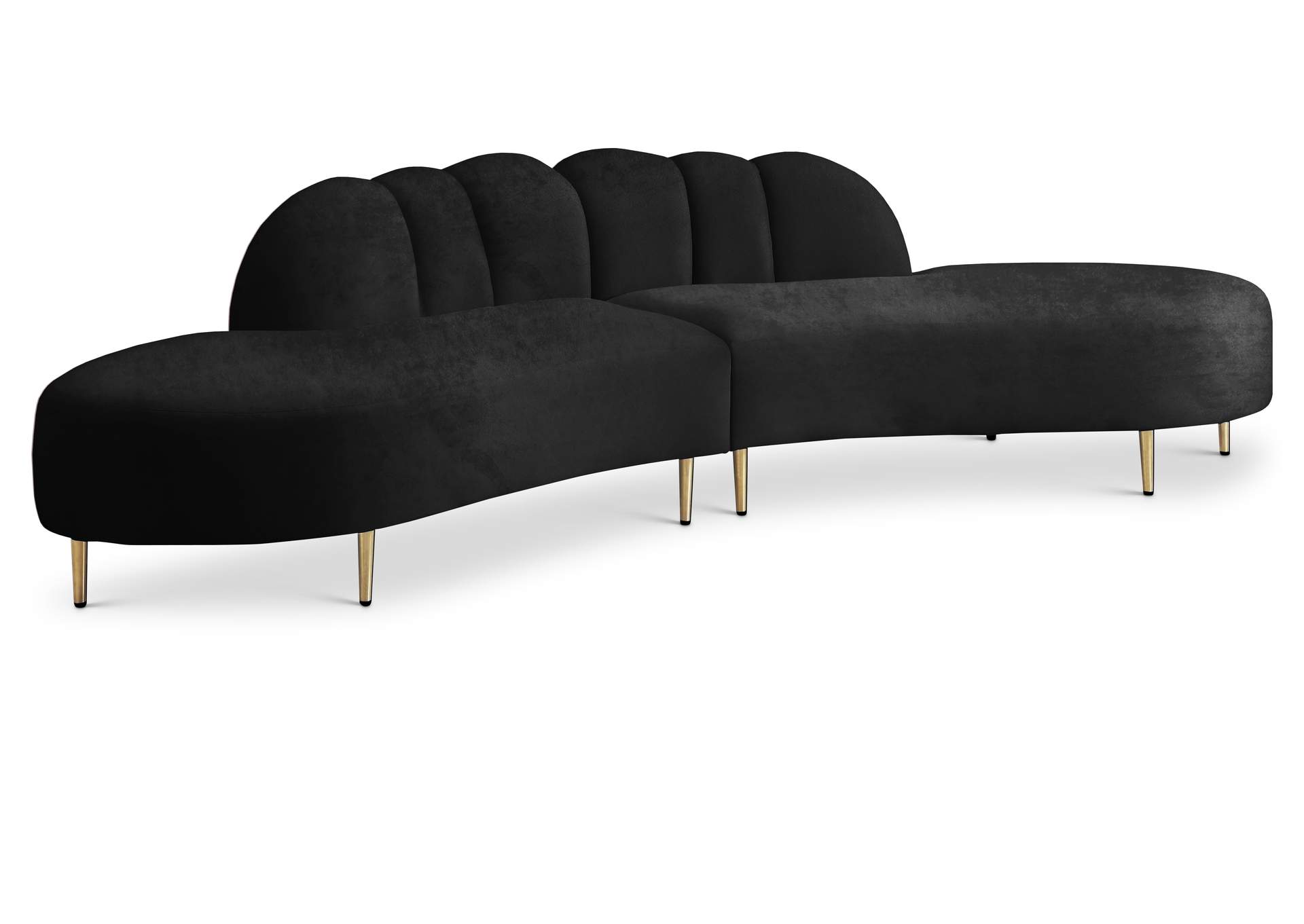 Divine Black Velvet 2 Piece Sectional,Meridian Furniture