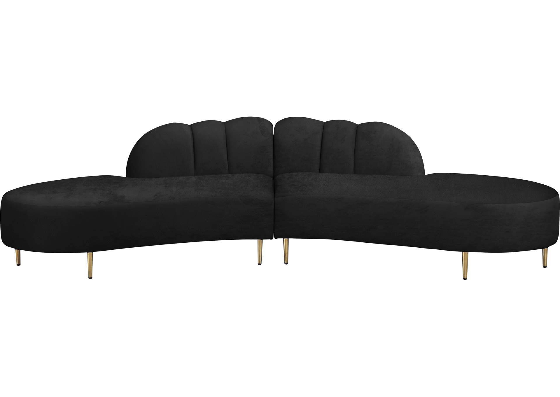 Divine Black Velvet 2 Piece Sectional,Meridian Furniture