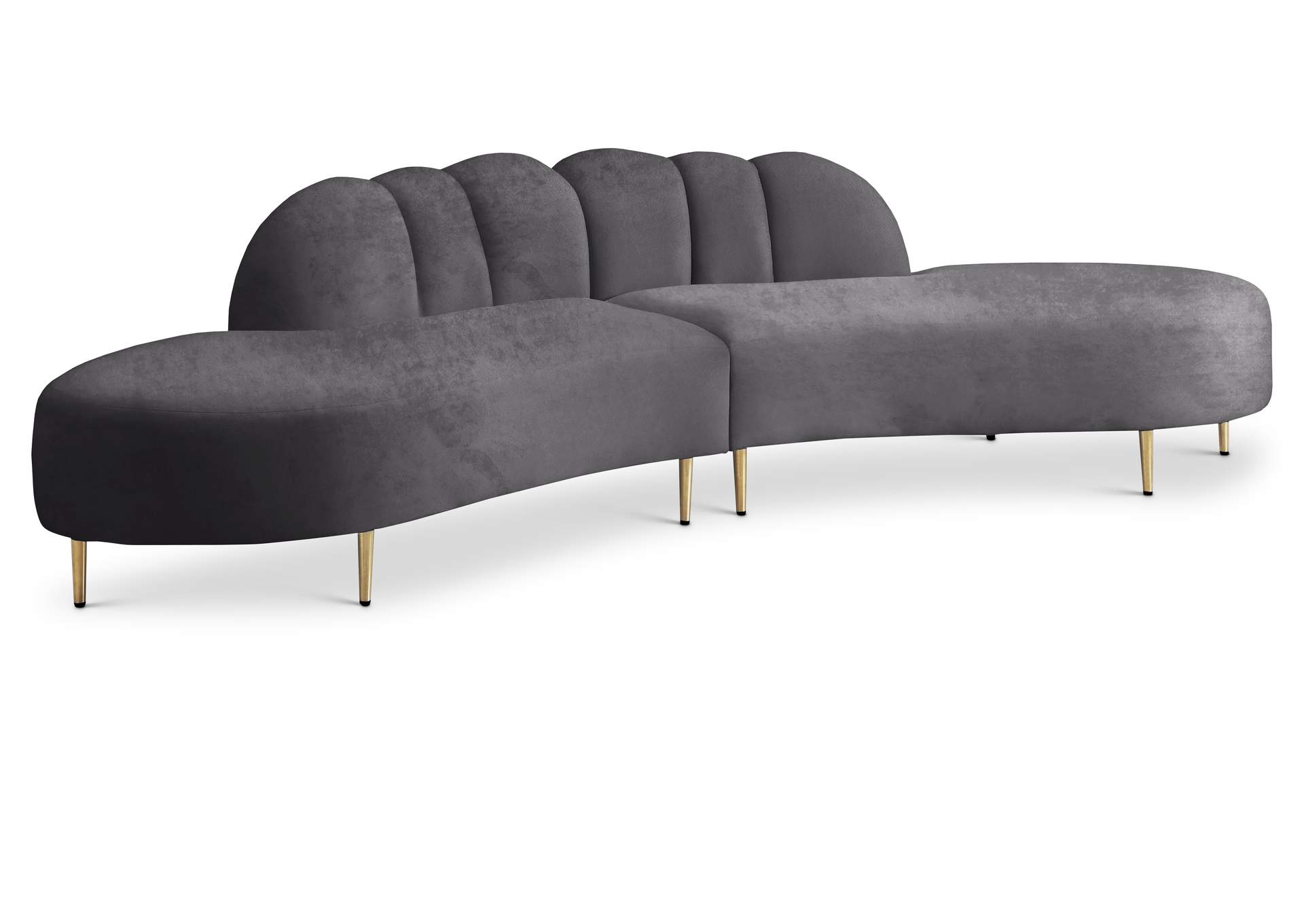 Divine Grey Velvet 2 Piece Sectional,Meridian Furniture