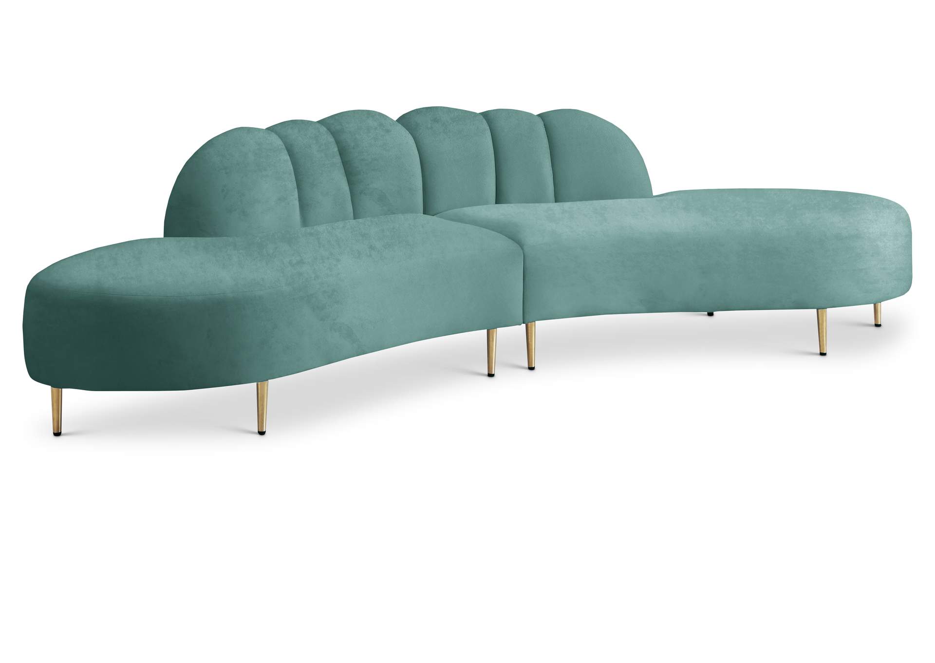 Divine Mint Velvet 2 Piece Sectional,Meridian Furniture