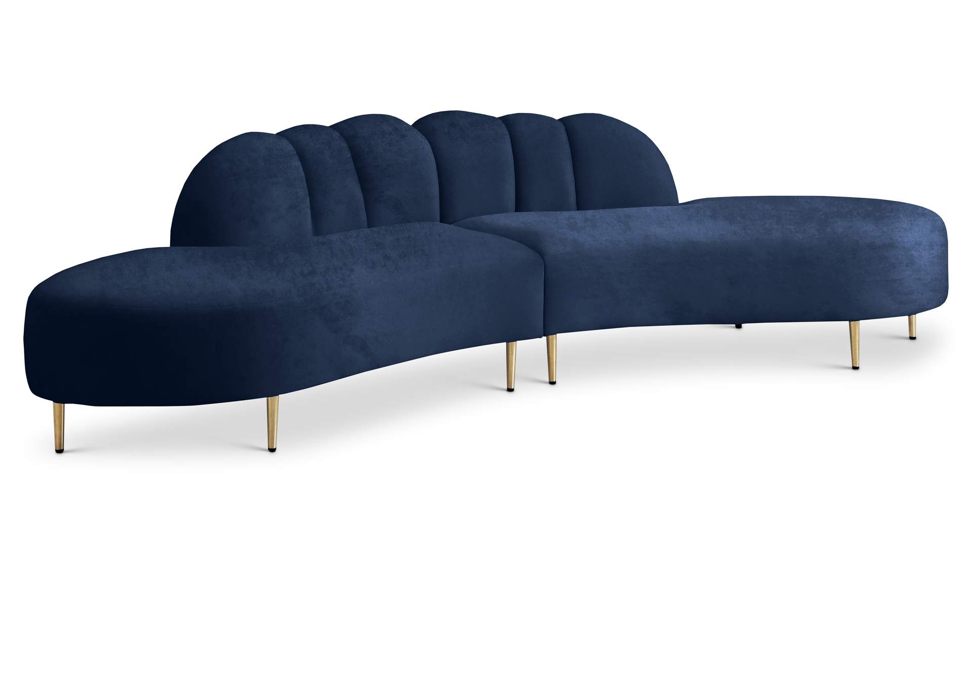 Divine Navy Velvet 2 Piece Sectional,Meridian Furniture