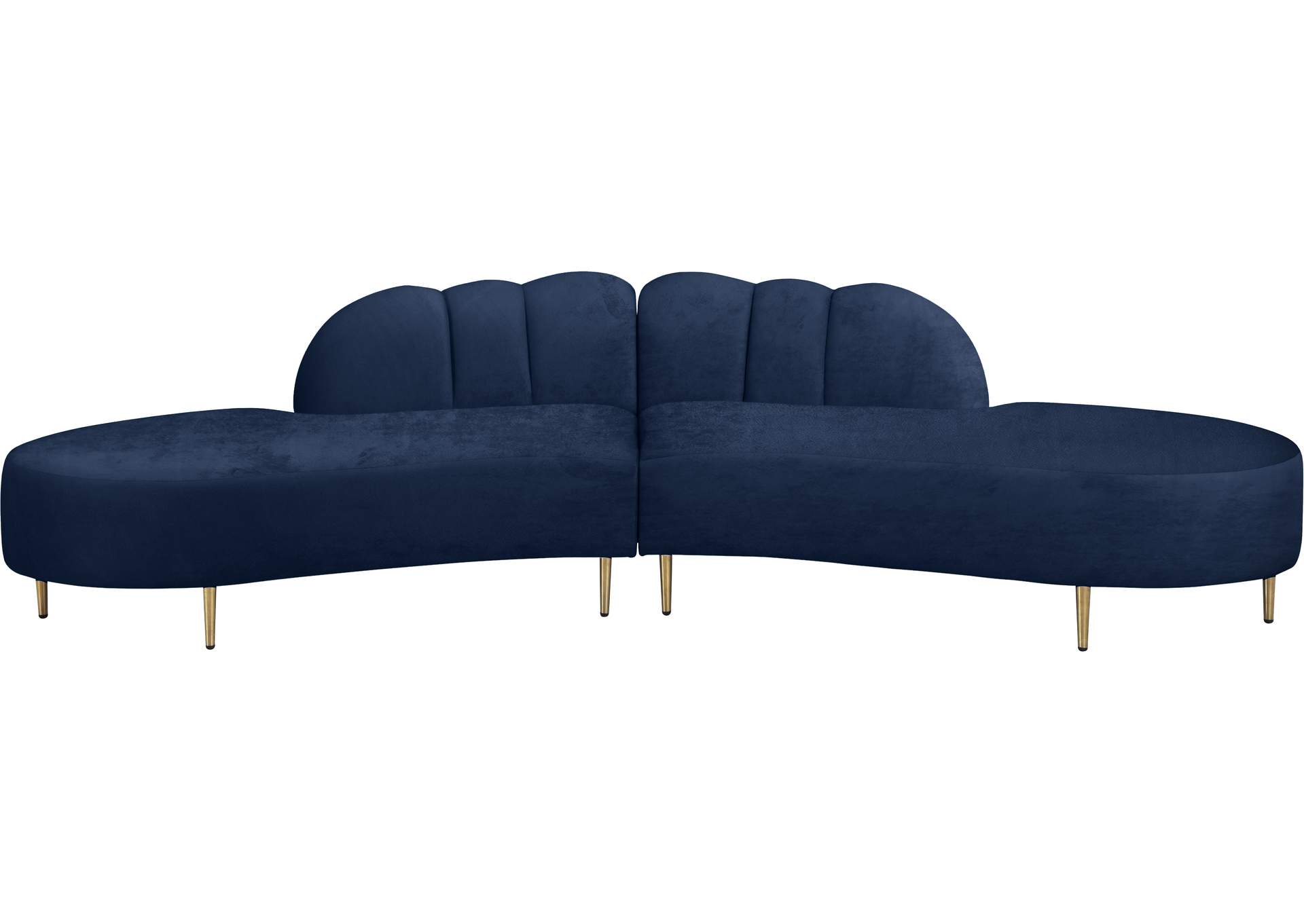 Divine Navy Velvet 2 Piece Sectional,Meridian Furniture