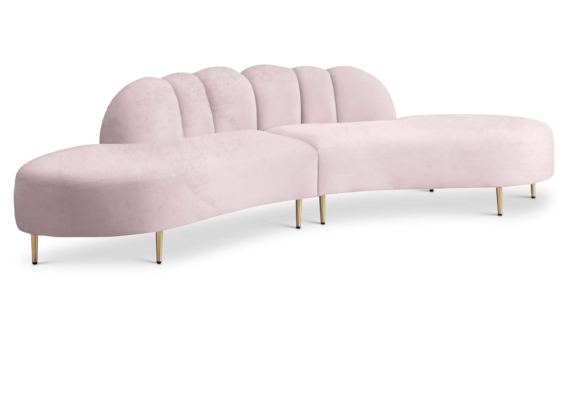 Divine Pink Velvet 2 Piece Sectional,Meridian Furniture