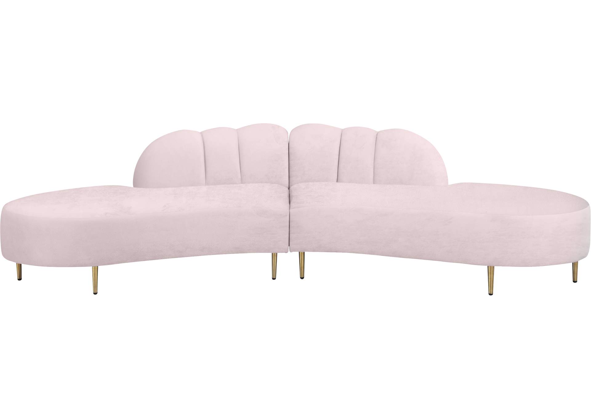 Divine Pink Velvet 2 Piece Sectional,Meridian Furniture