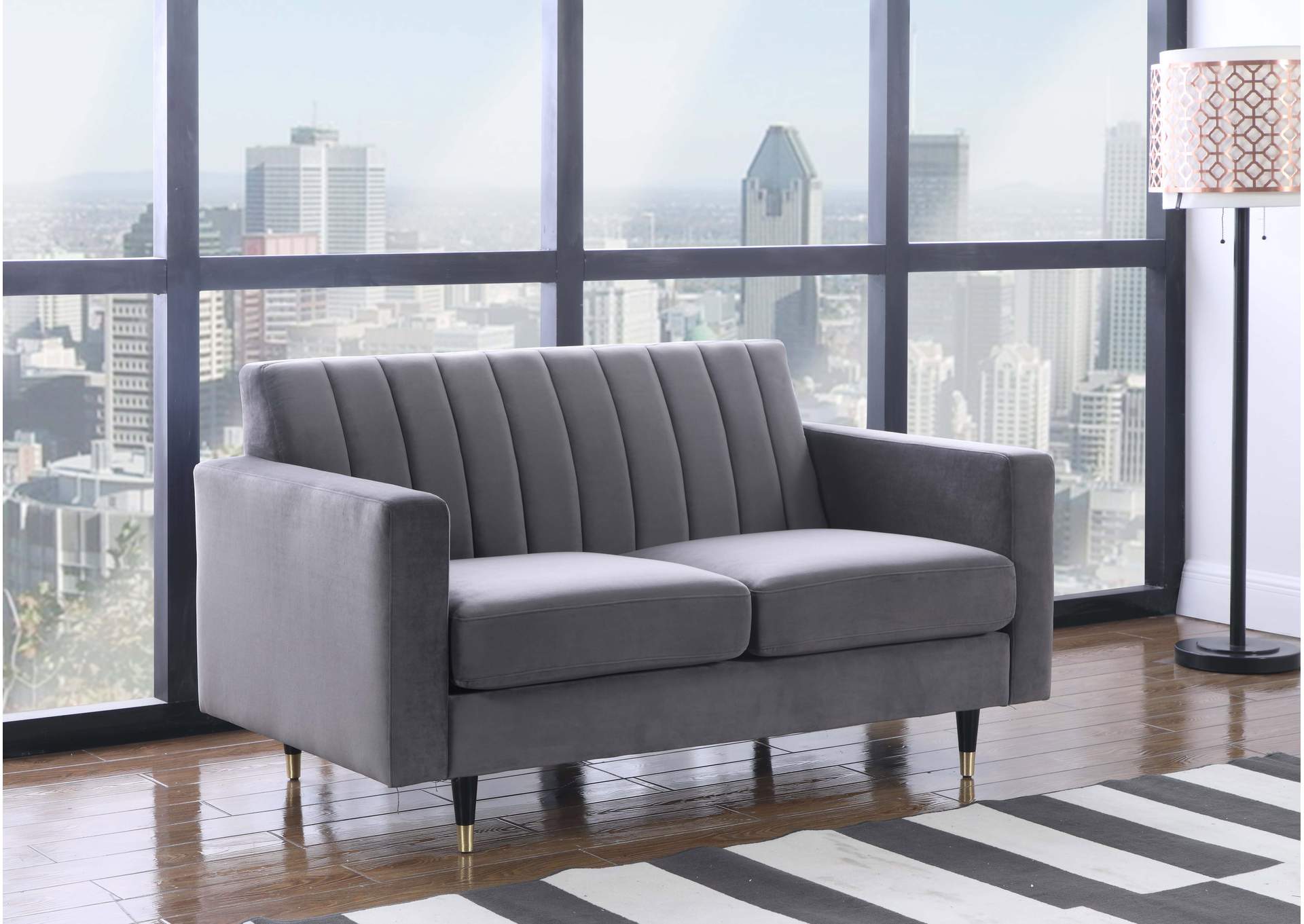 Lola Grey Velvet Loveseat,Meridian Furniture