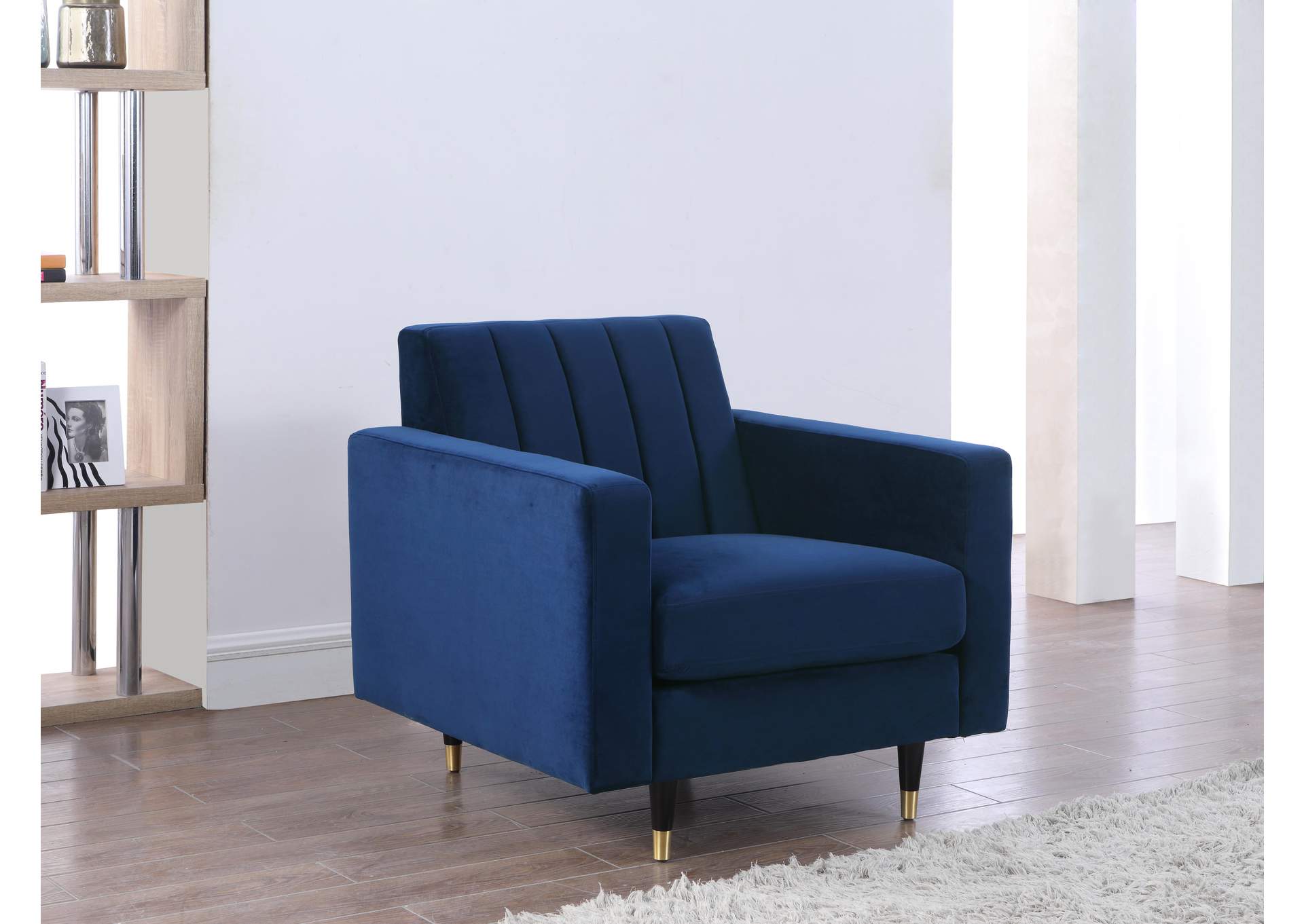 Lola Navy Velvet Chair,Meridian Furniture