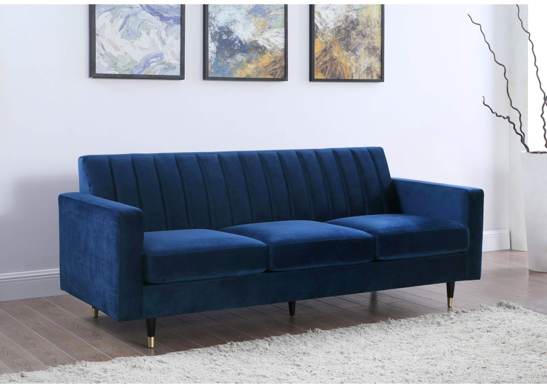 Lola Navy Velvet Sofa,Meridian Furniture