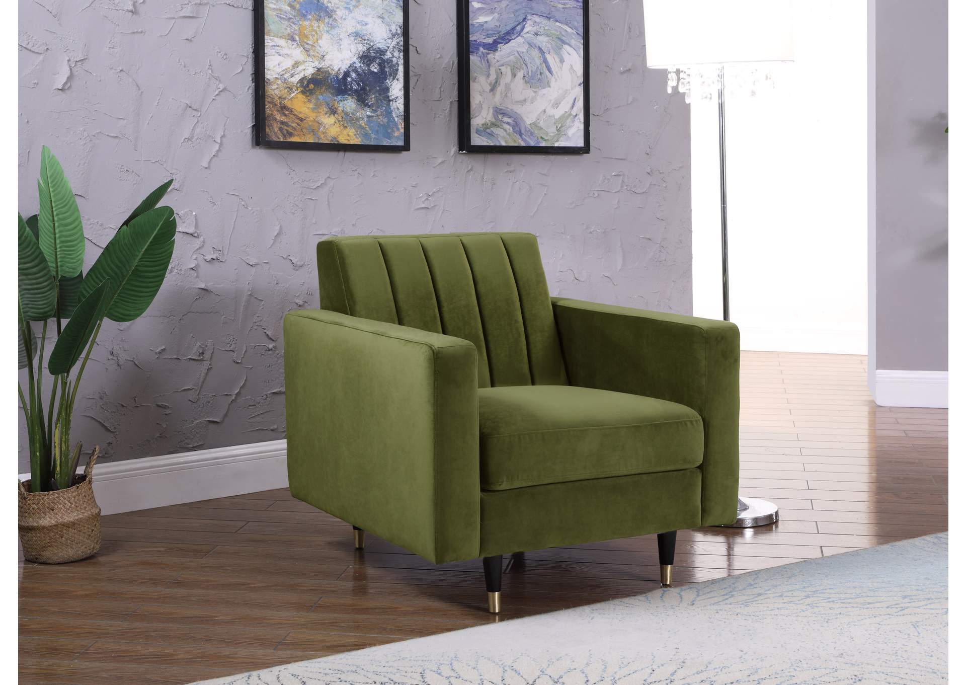 Lola Olive Velvet Chair,Meridian Furniture