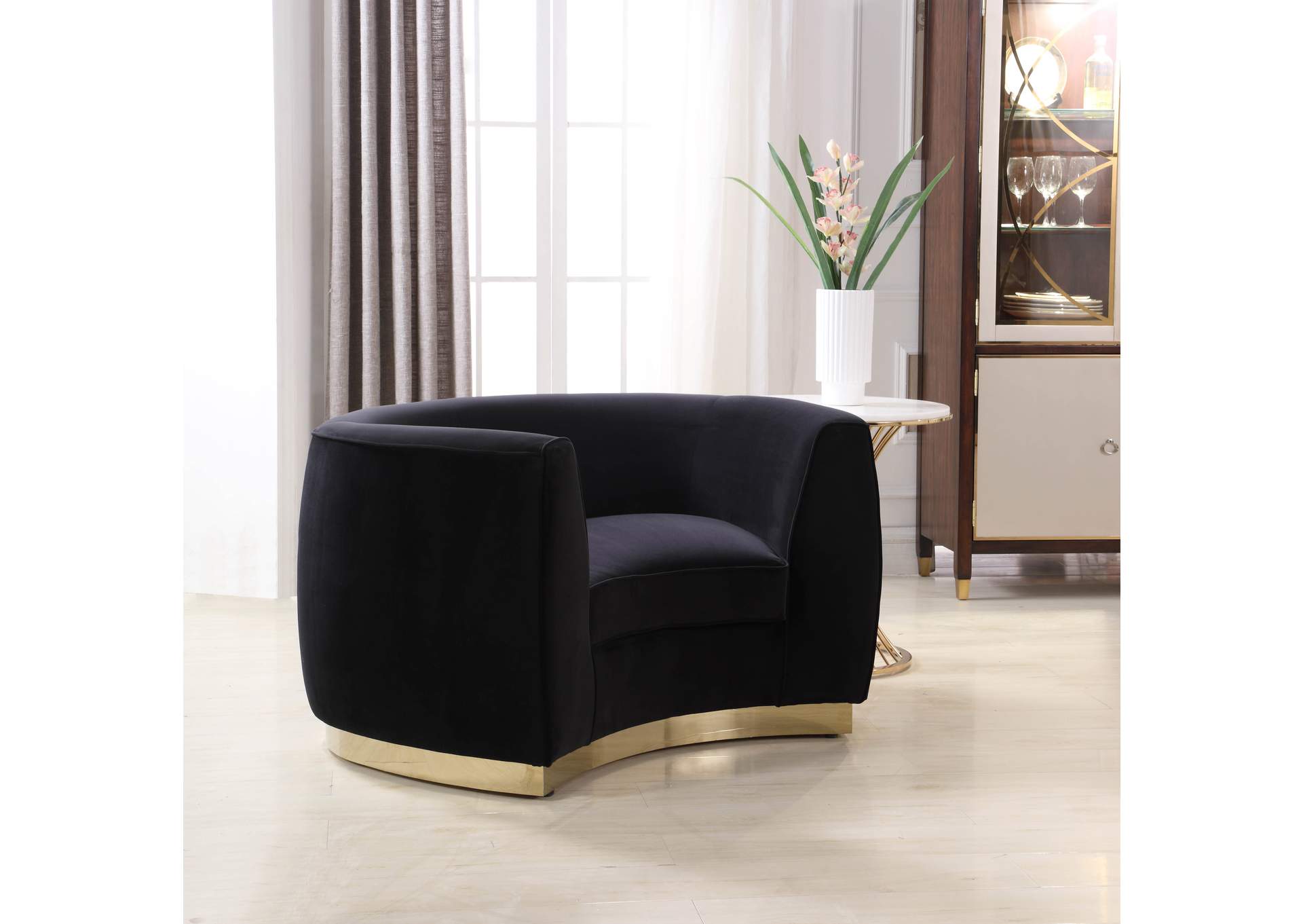 Julian Black Velvet Chair,Meridian Furniture