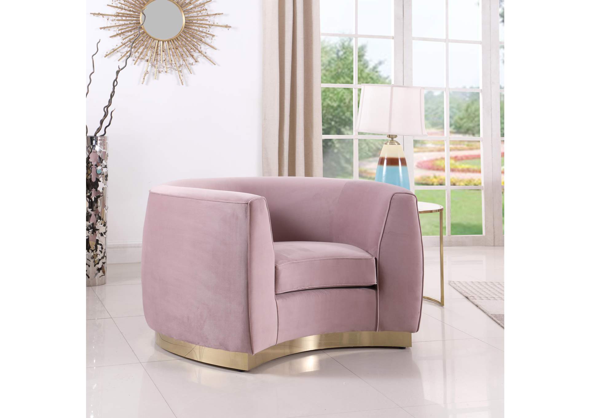 Julian Pink Velvet Chair,Meridian Furniture