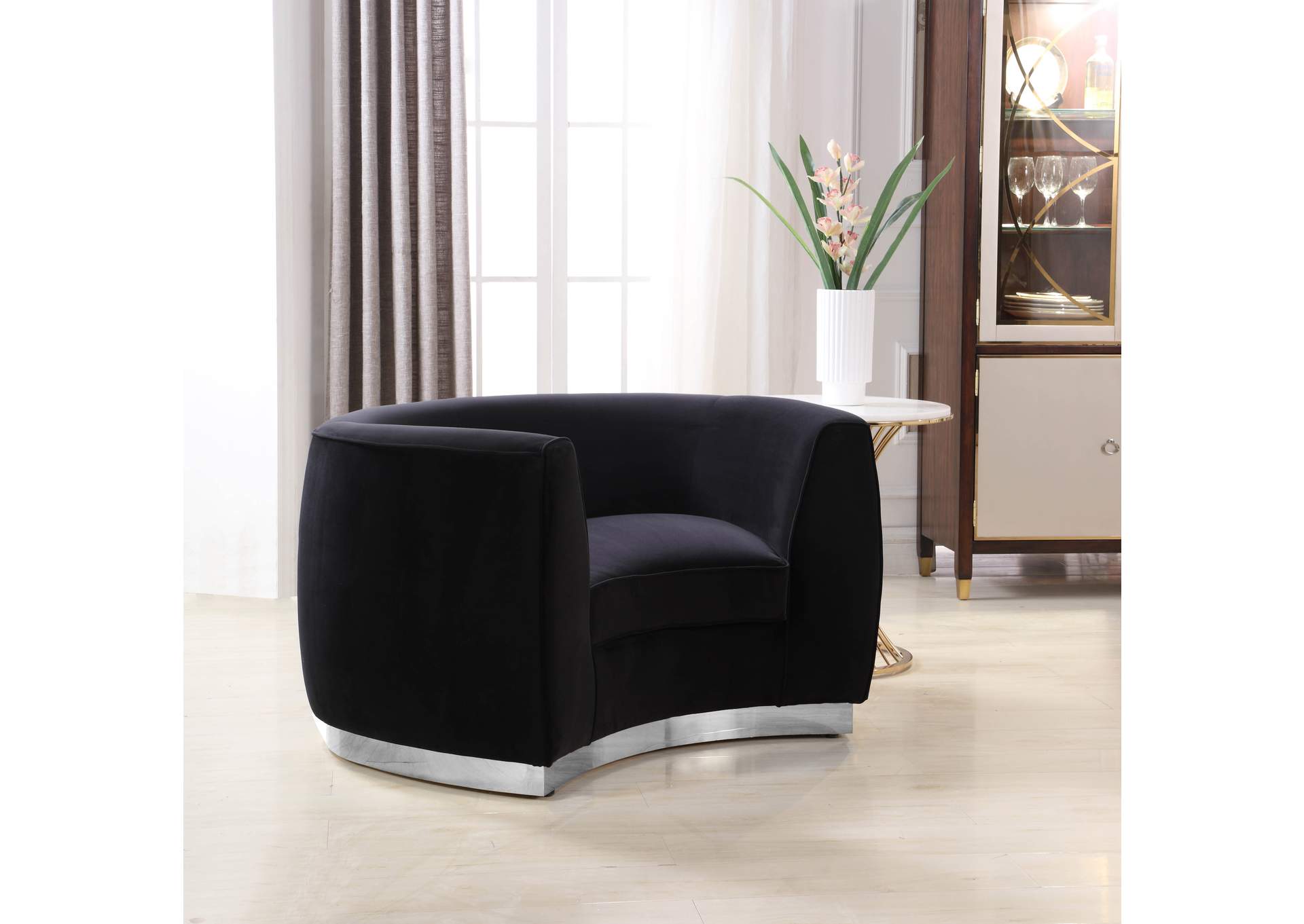 Julian Black Velvet Chair,Meridian Furniture