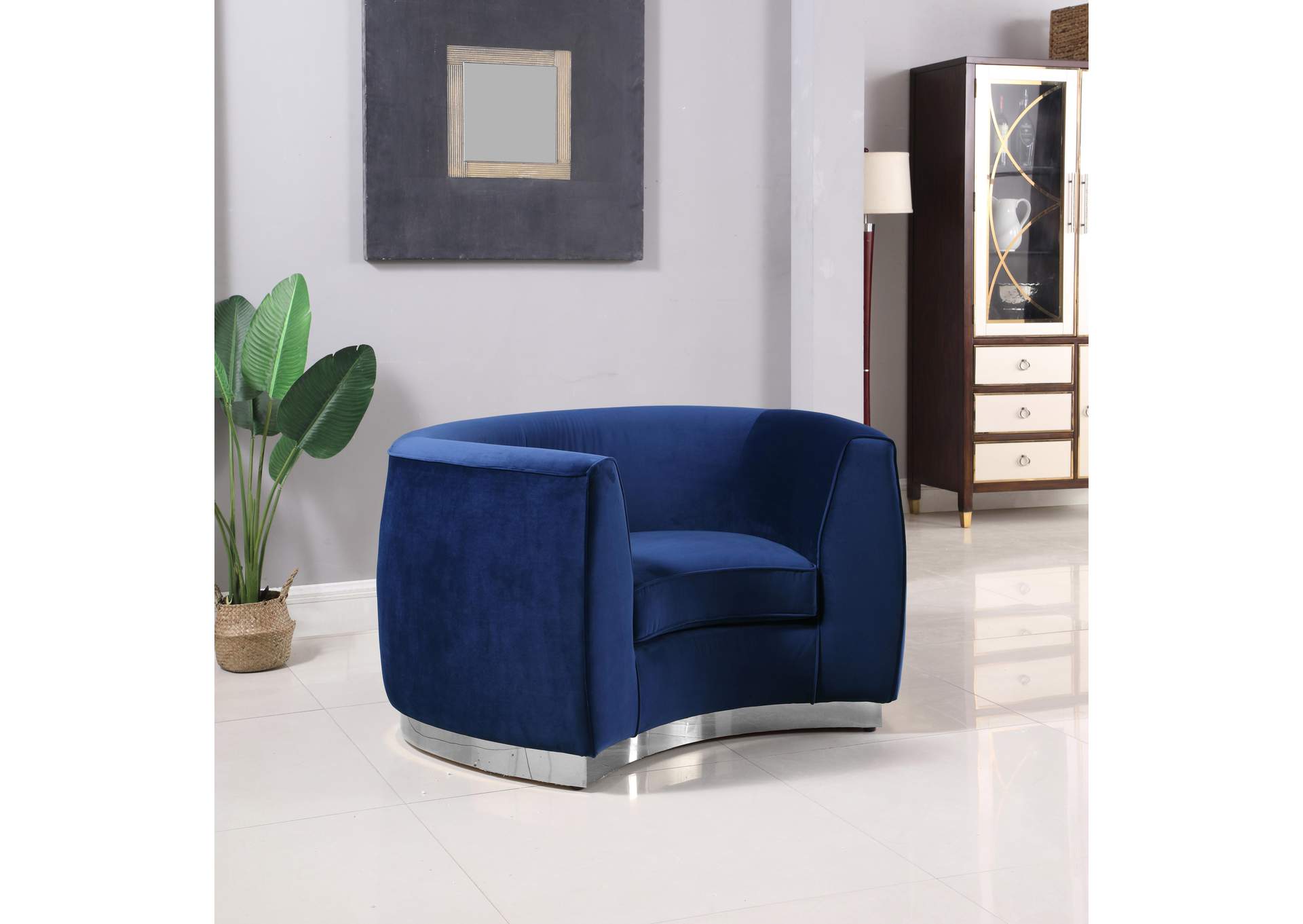 Julian Navy Velvet Chair,Meridian Furniture