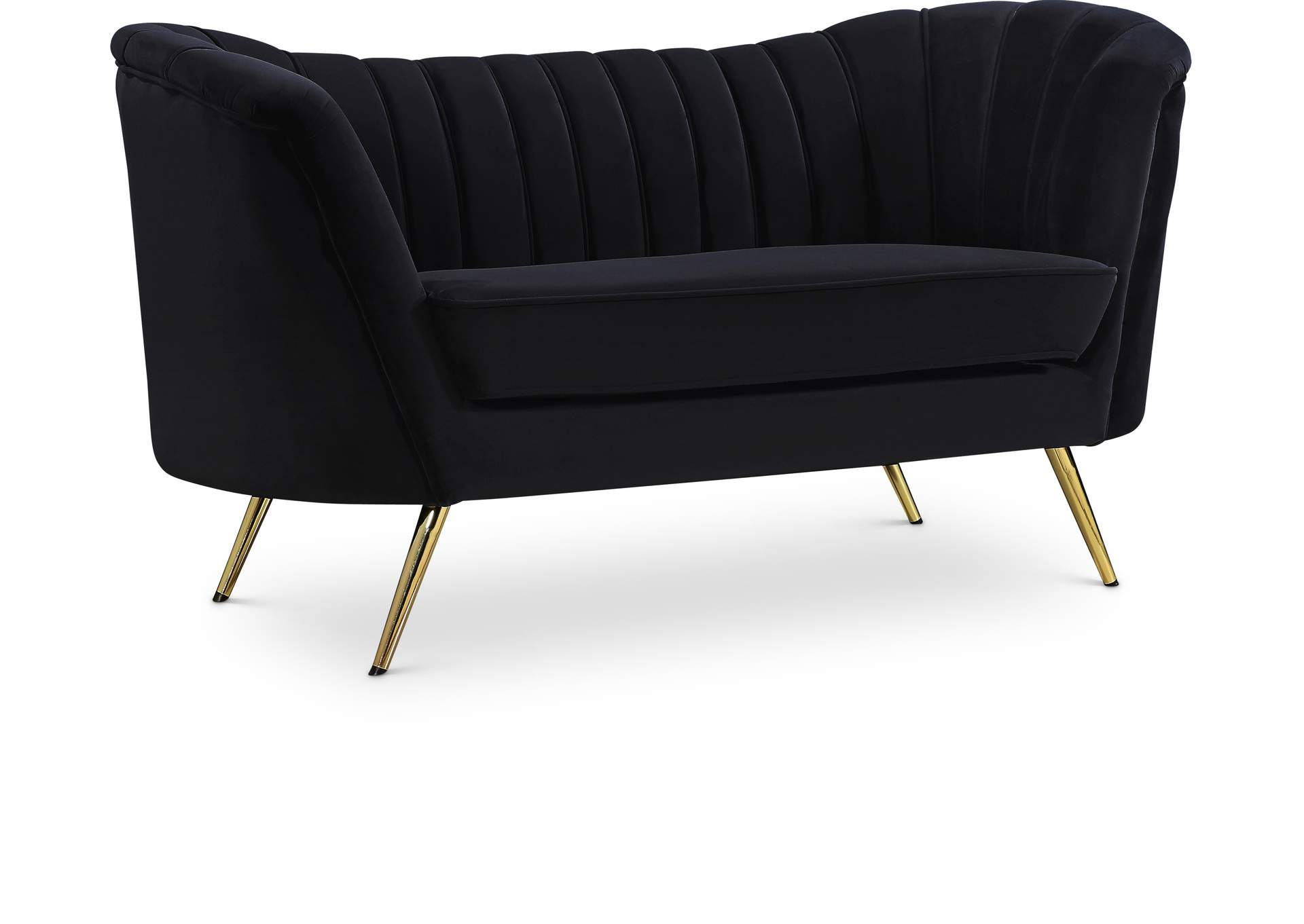 Margo Black Velvet Loveseat,Meridian Furniture