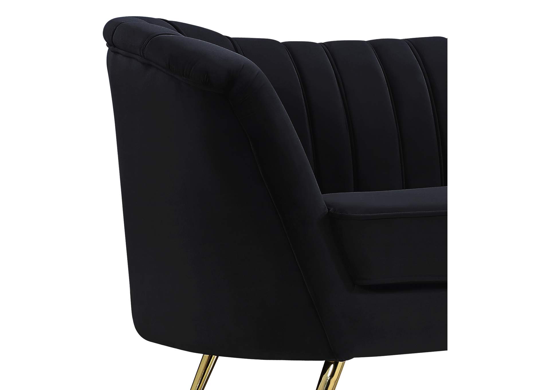 Margo Black Velvet Loveseat,Meridian Furniture