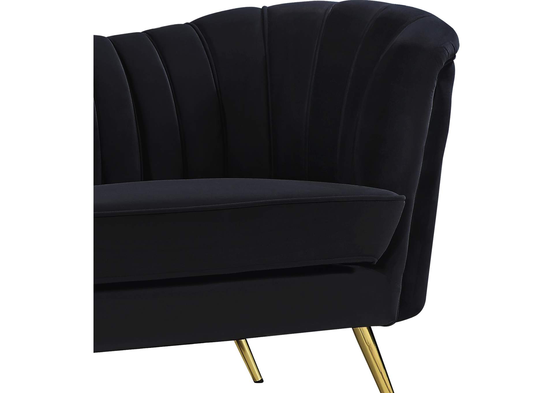 Margo Black Velvet Loveseat,Meridian Furniture