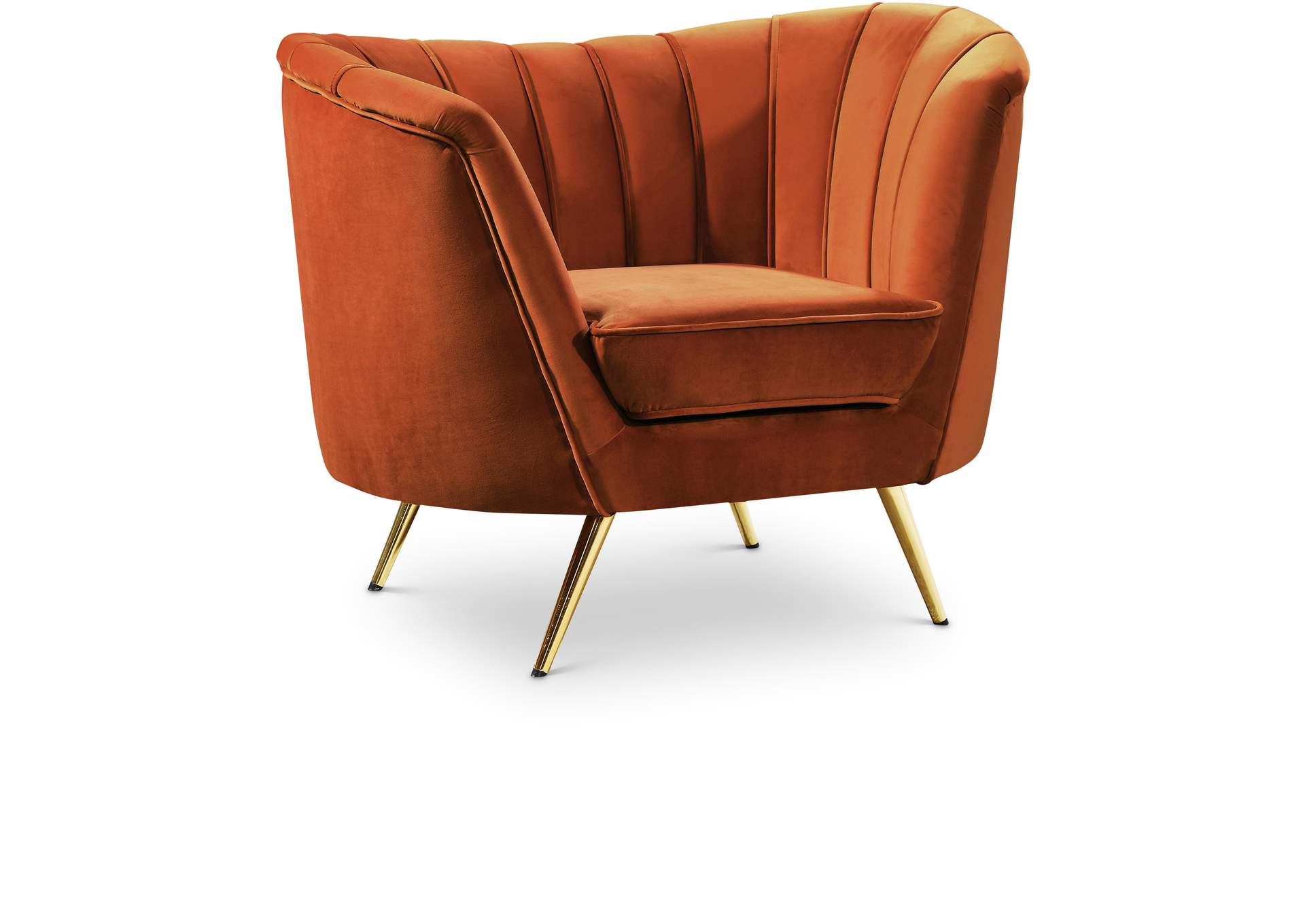 Margo Cognac Velvet Chair,Meridian Furniture