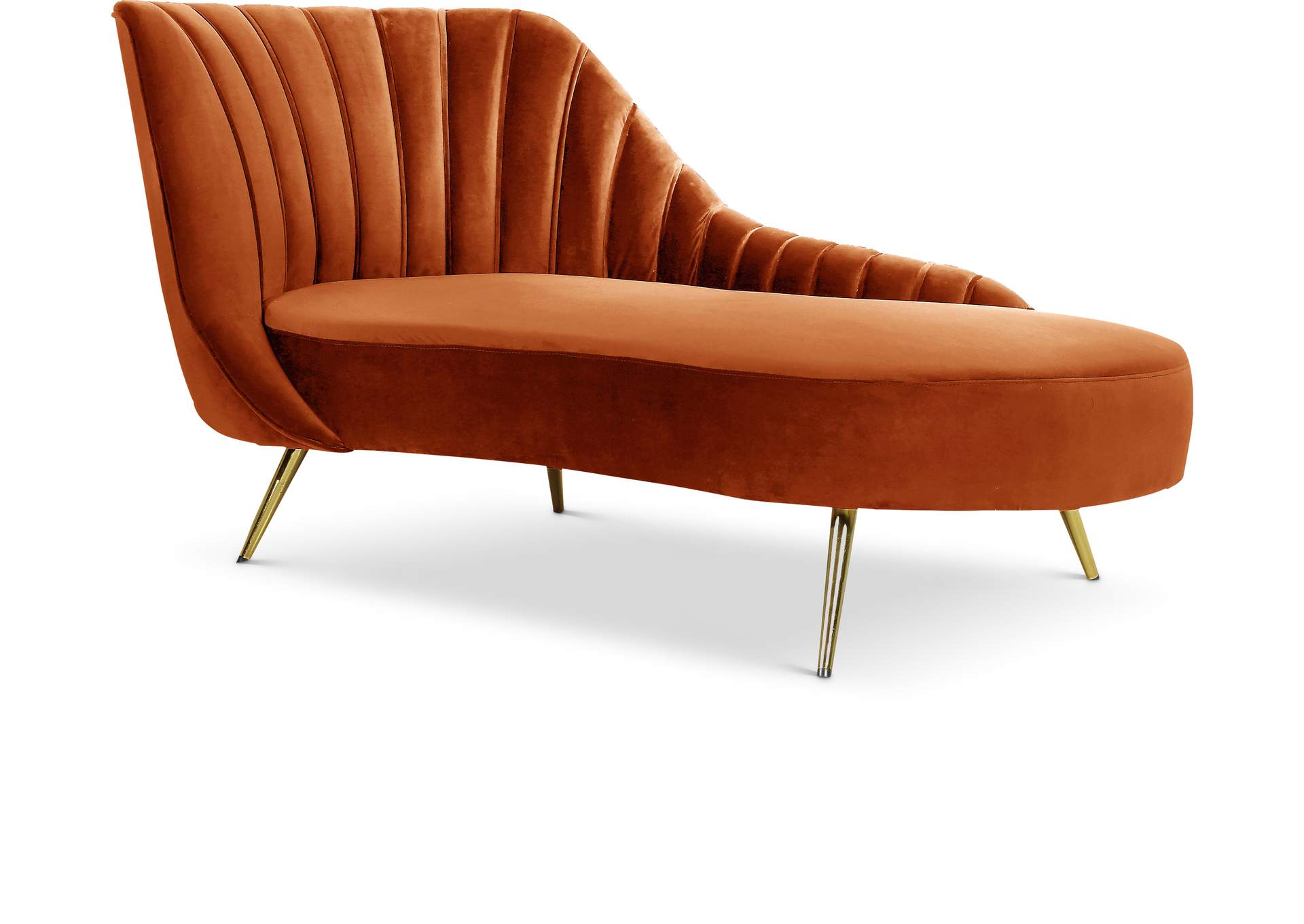 Margo Cognac Velvet Chaise,Meridian Furniture