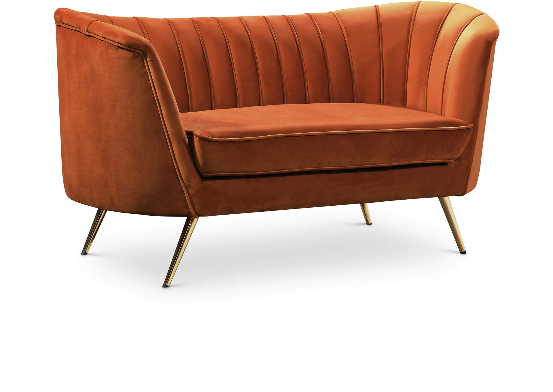 Margo Cognac Velvet Loveseat,Meridian Furniture