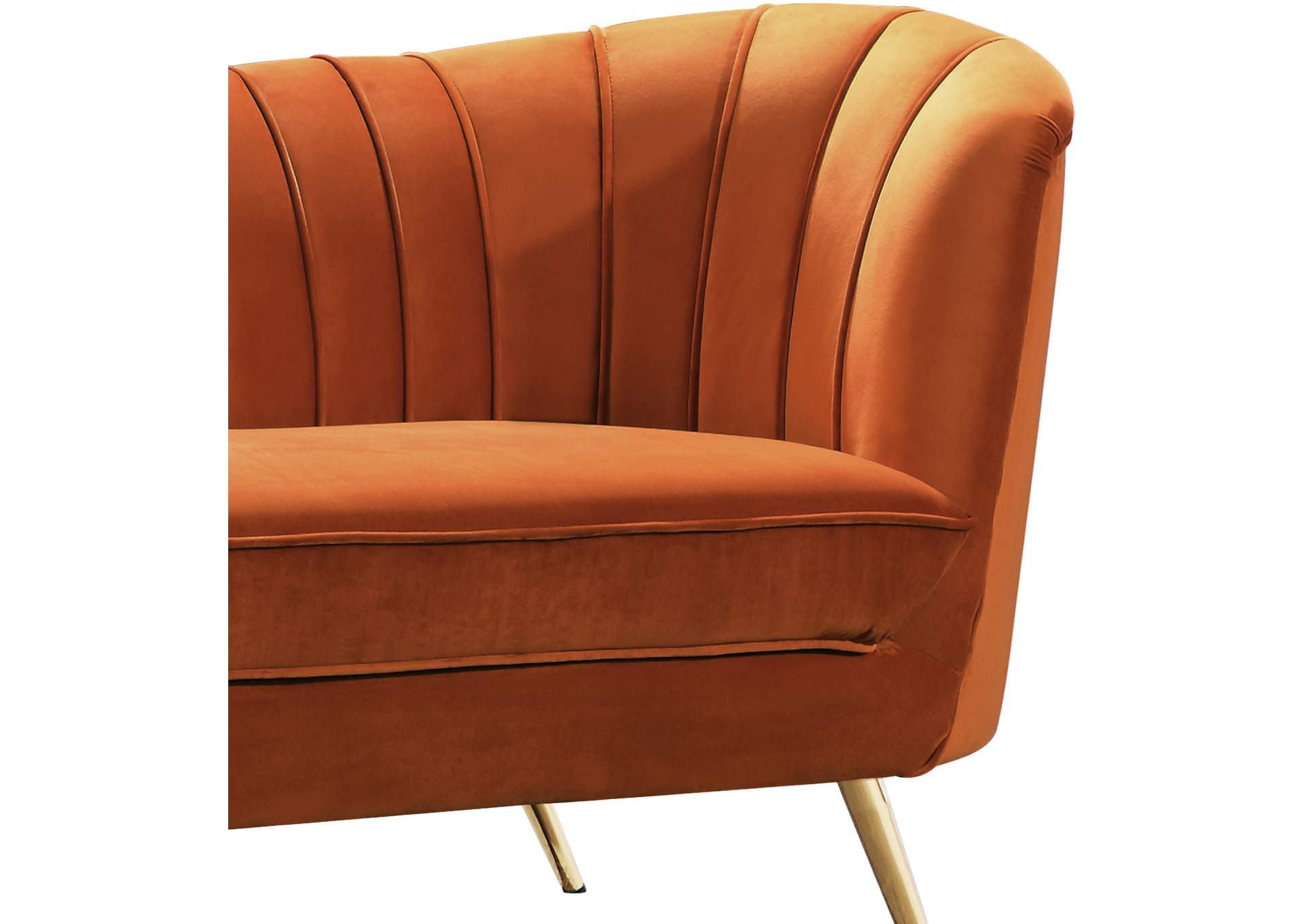 Margo Cognac Velvet Loveseat,Meridian Furniture