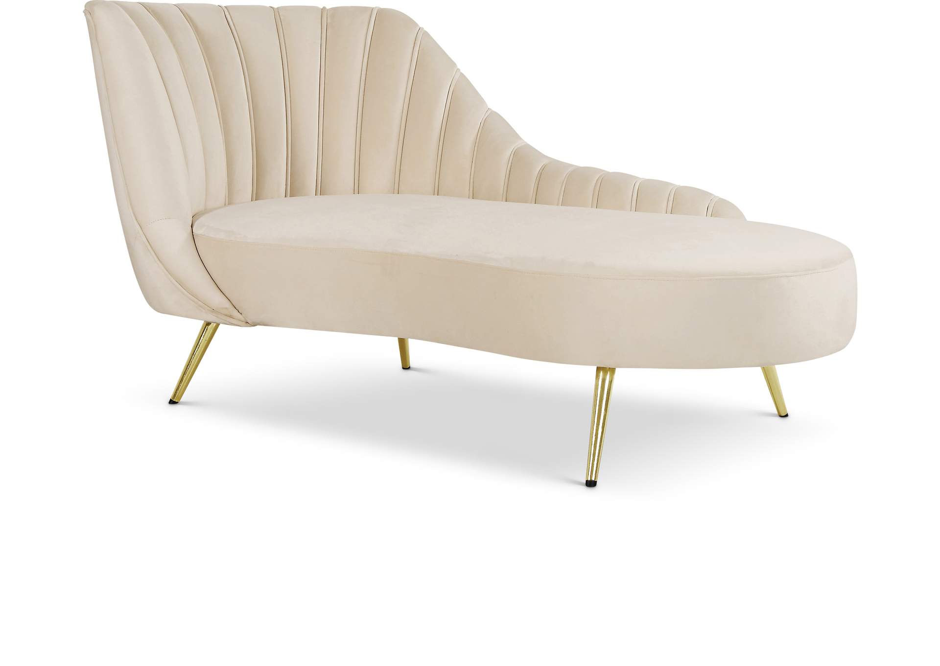 Margo Cream Velvet Chaise,Meridian Furniture